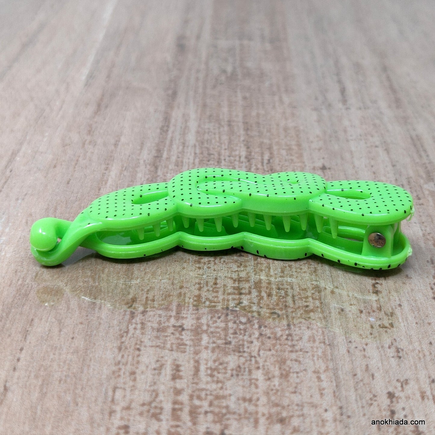 Dot Print Infinity Design Small Green Banana Hair Clip for Girls & Woman (98-12B Banana Hair Clips)