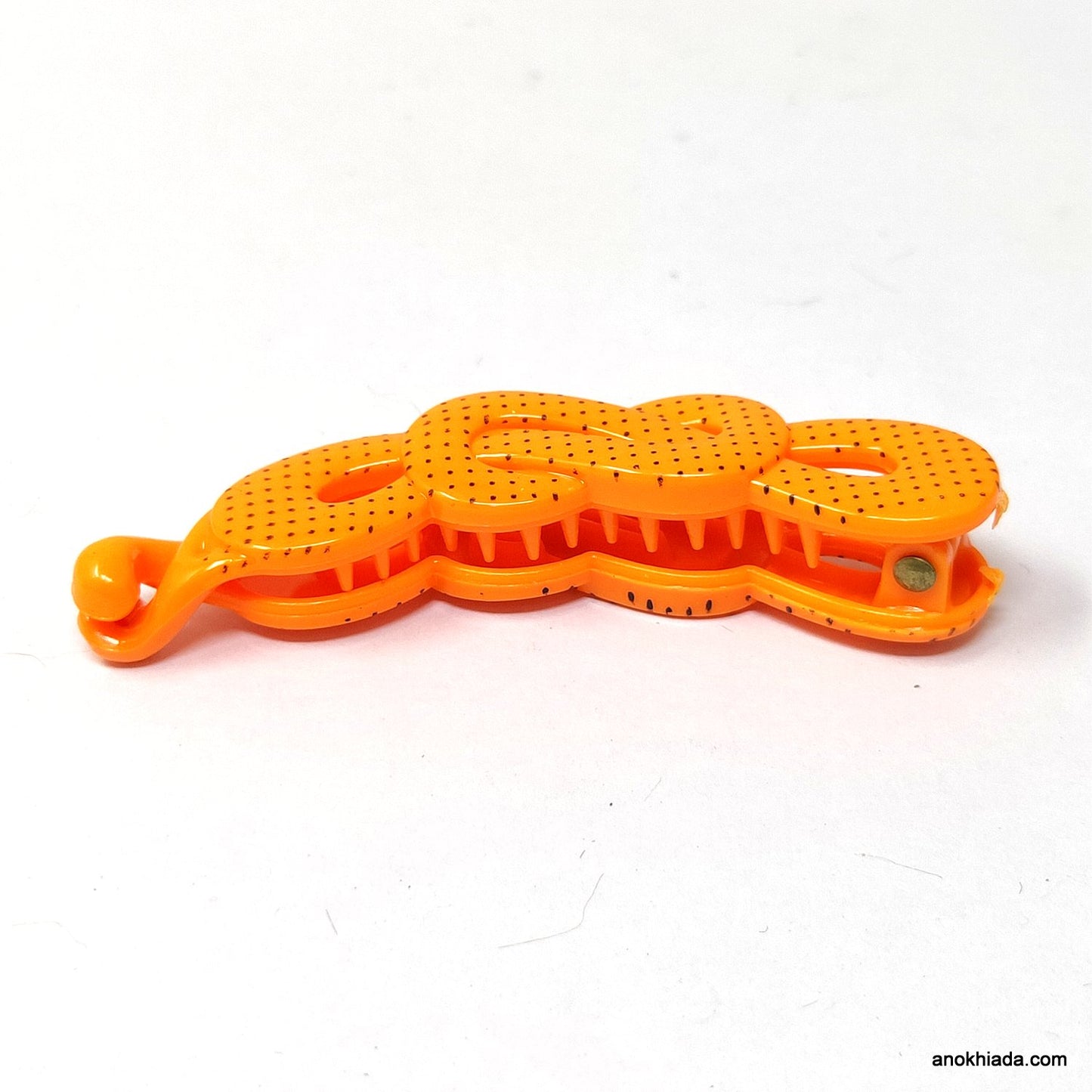 Dot Print Infinity Design Small Orange Banana Hair Clip for Girls & Woman (98-12G Banana Hair Clips)