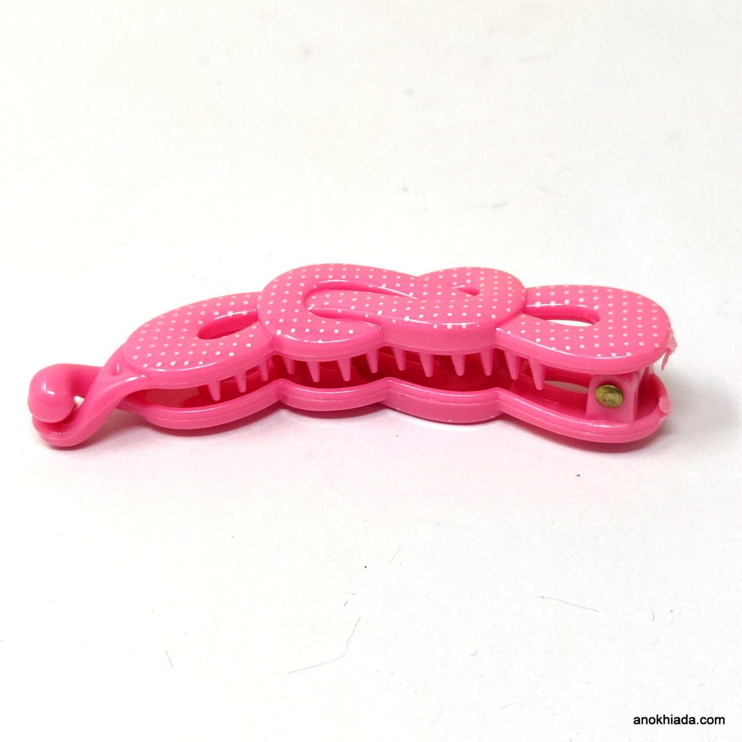 Dot Print Infinity Design Small Pink Banana Hair Clip for Girls & Woman (98-12H Banana Hair Clips)