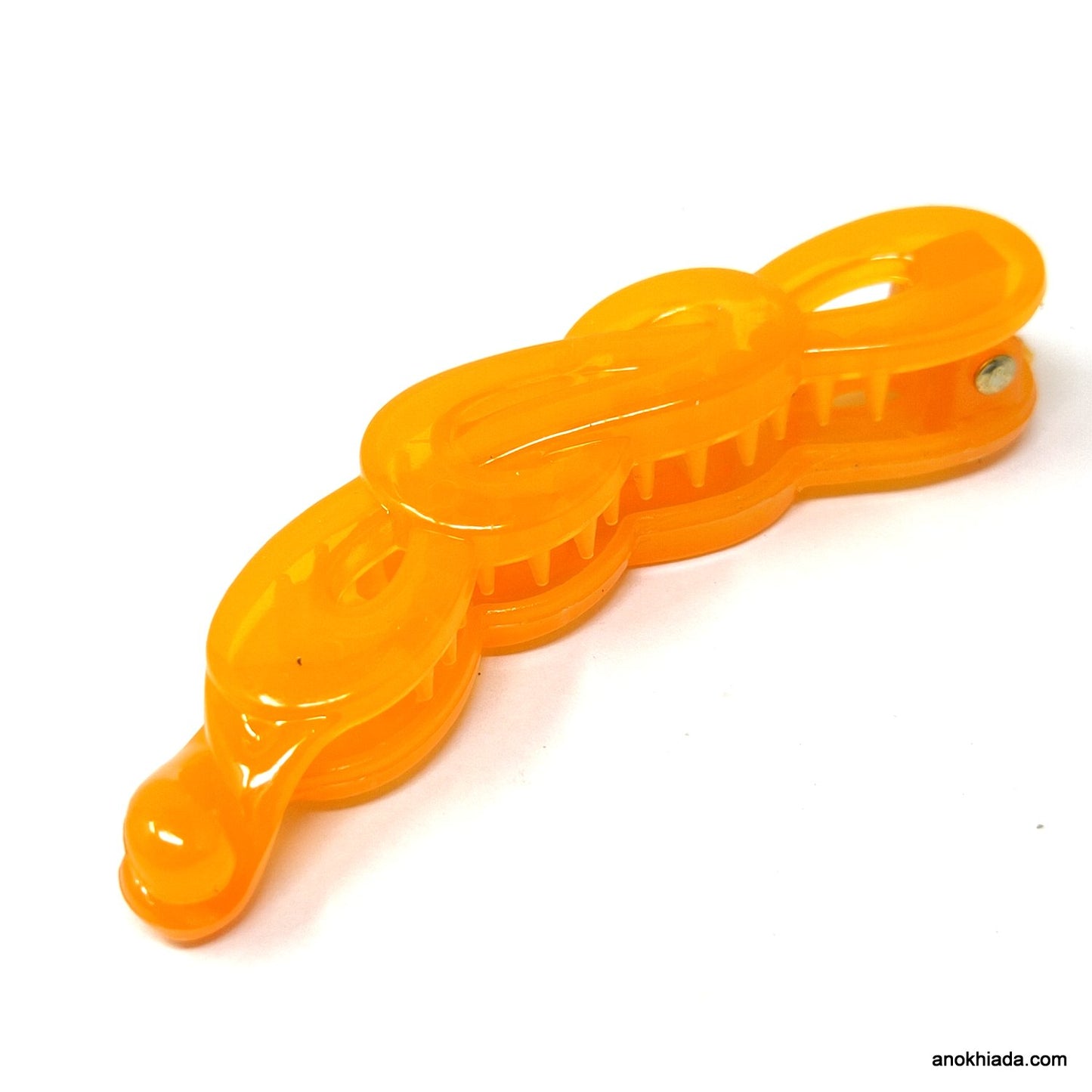 Translucent Infinity Design Small Orange Banana Hair Clip for Girls & Woman (98-14A Banana Hair Clips)