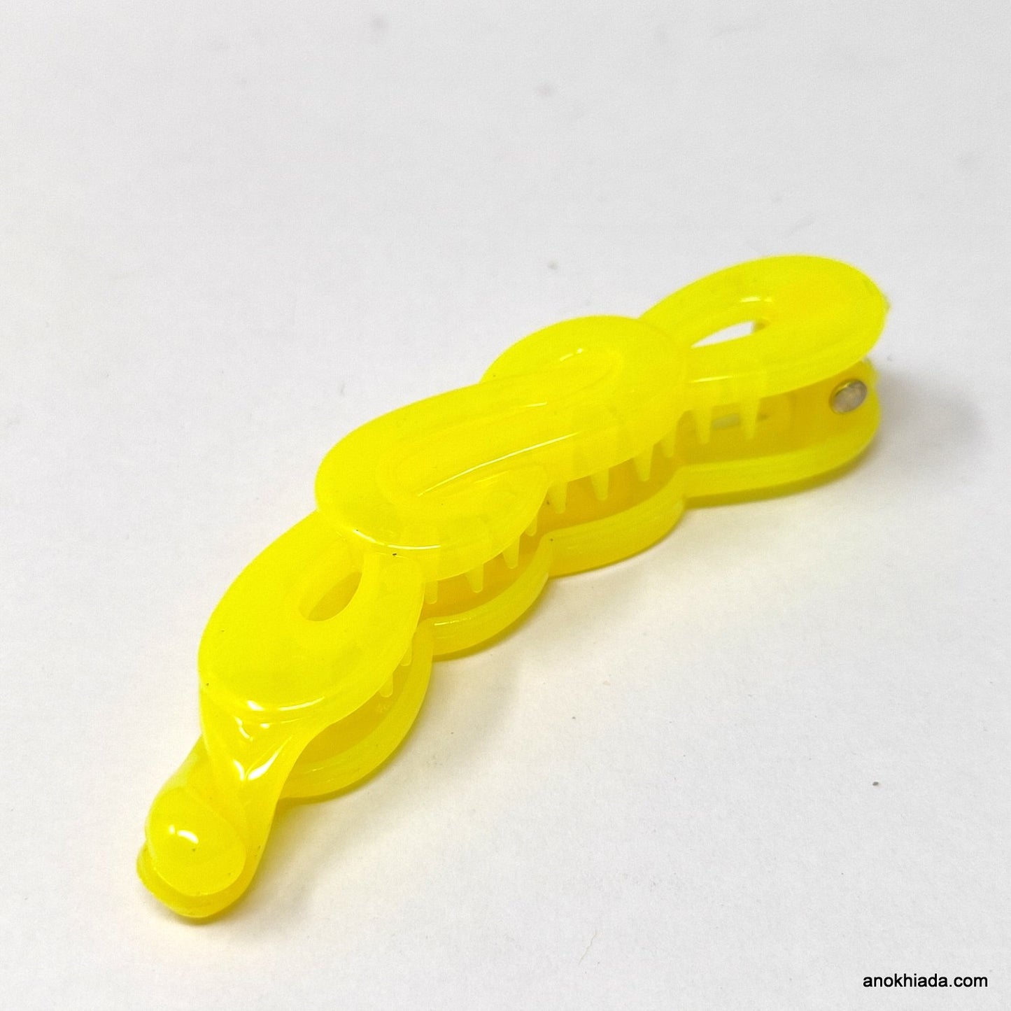 Translucent Infinity Design Small Yellow Banana Hair Clip for Girls & Woman (98-14C Banana Hair Clips)
