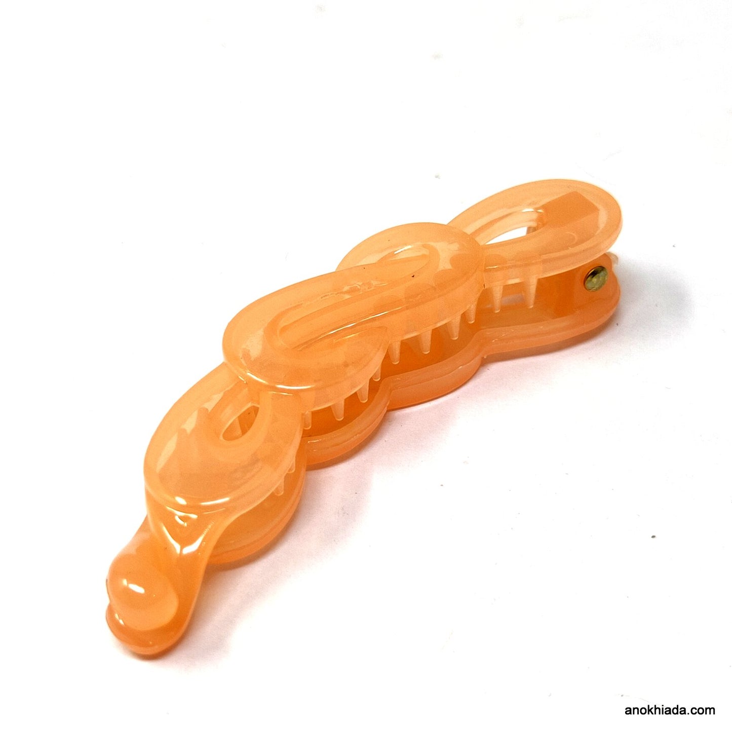 Translucent Infinity Design Small Peach Banana Hair Clip for Girls & Woman (98-14D Banana Hair Clips)