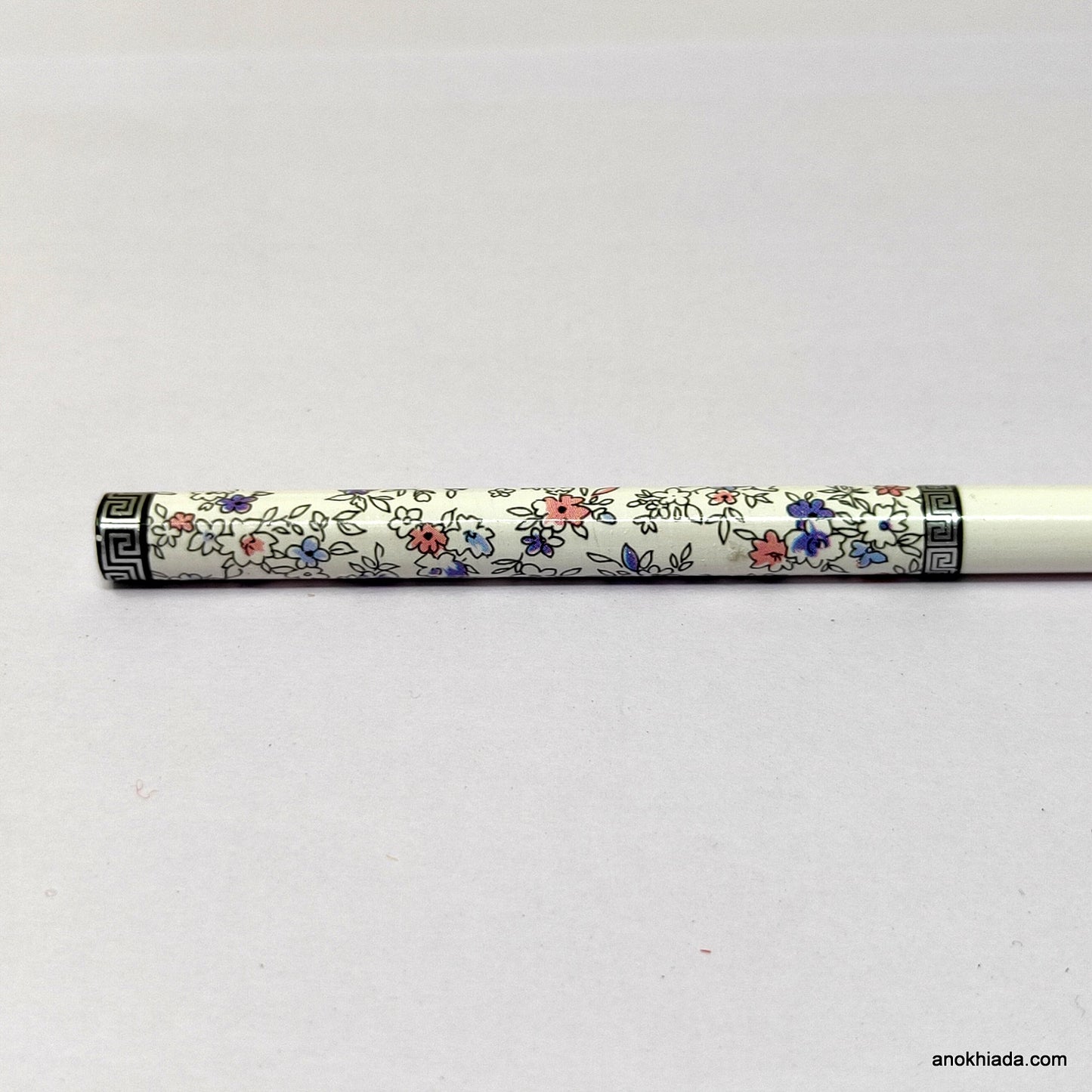 Anokhi Ada Flower Print White Wooden Juda Stick/Bun Stick - (99-08E Juda Stick)