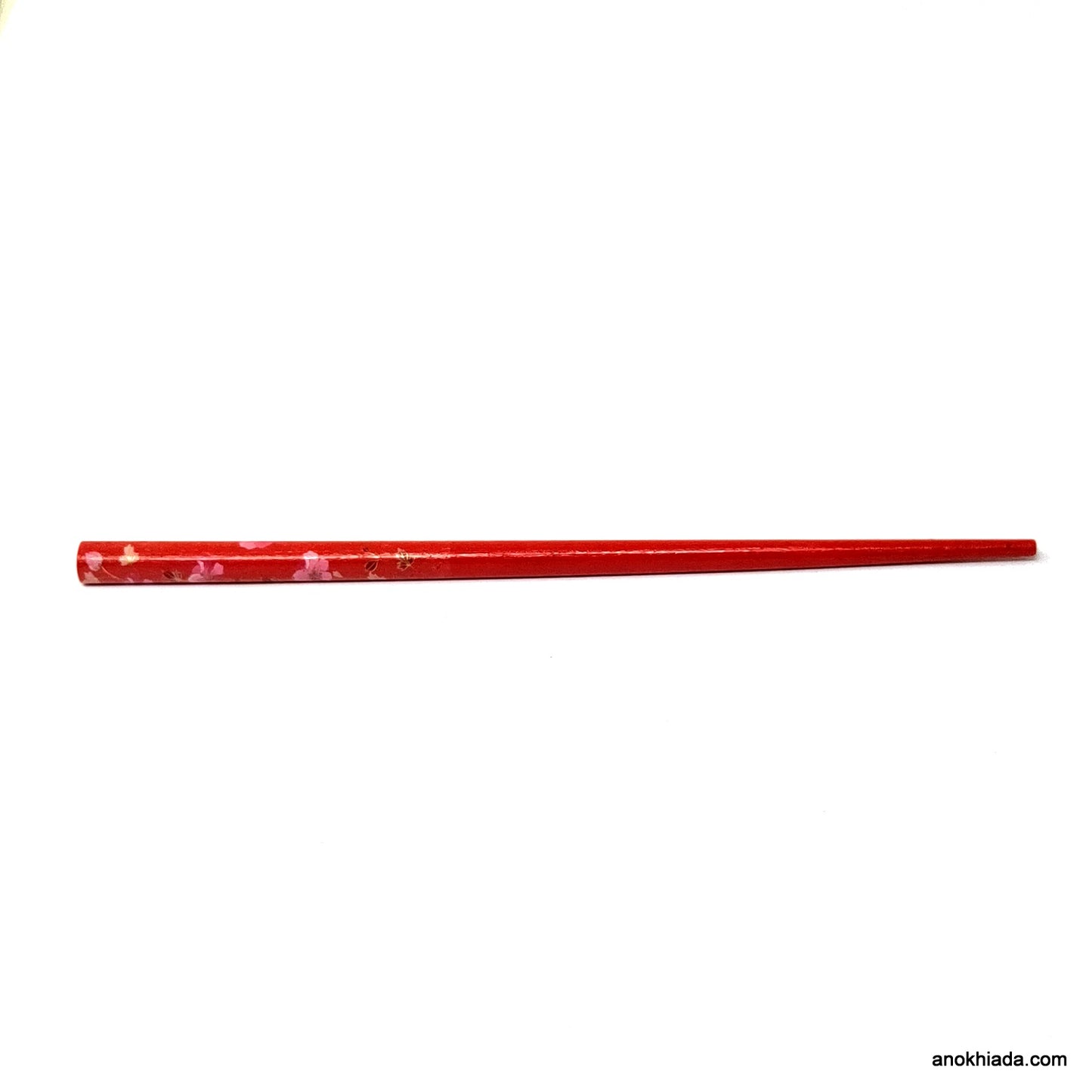 Anokhi Ada Flower Print Red Wooden Juda Stick/Bun Stick - (99-09A Juda Stick)