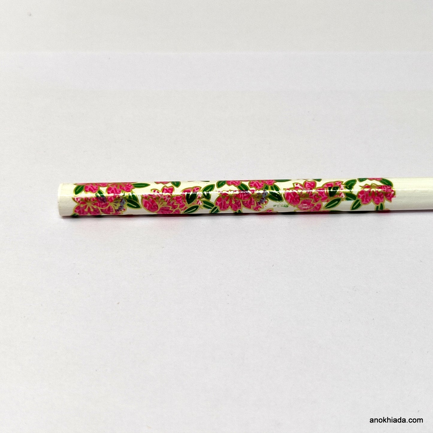 Anokhi Ada Flower Print White Wooden Juda Stick/Bun Stick - (99-10E Juda Stick)