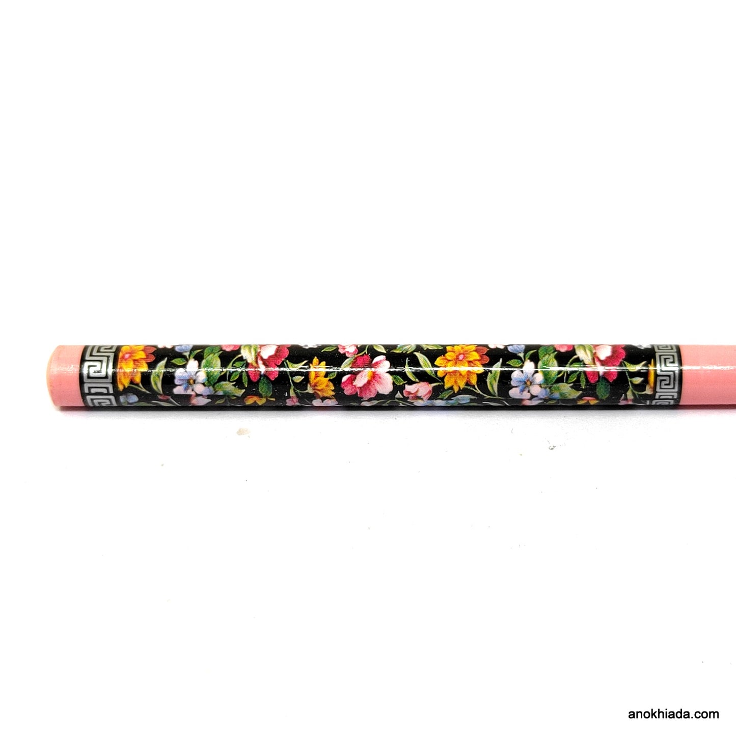 Anokhi Ada Flower Print Pink Wooden Juda Stick/Bun Stick - (99-11D Juda Stick)