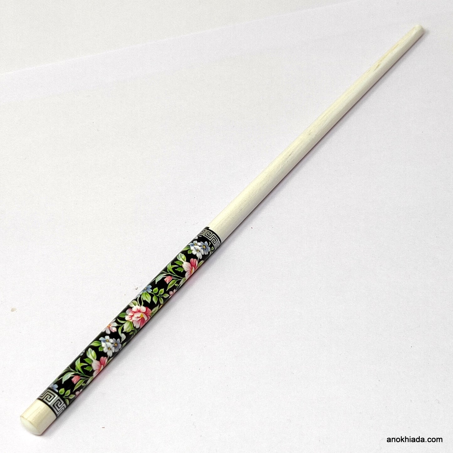 Anokhi Ada Flower Print White Wooden Juda Stick/Bun Stick - (99-11E Juda Stick)