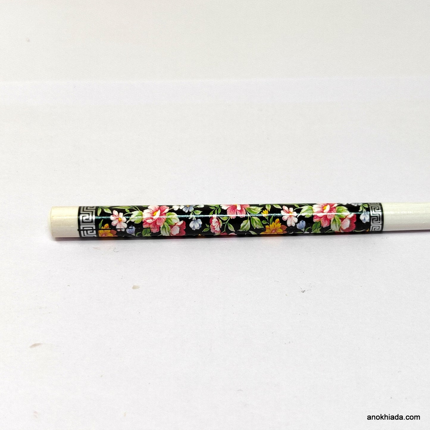 Anokhi Ada Flower Print White Wooden Juda Stick/Bun Stick - (99-11E Juda Stick)