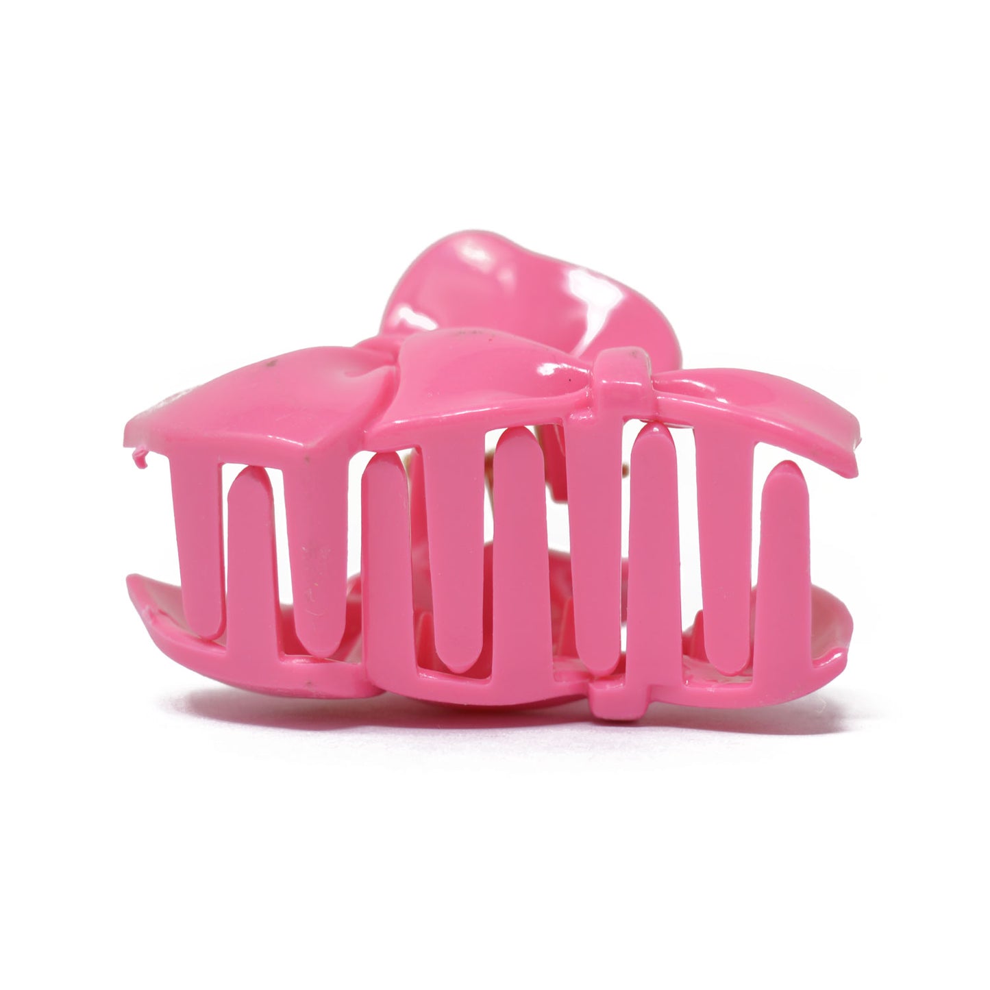 Double Bow Plastic Hair Claw (Hot Pink) - 016