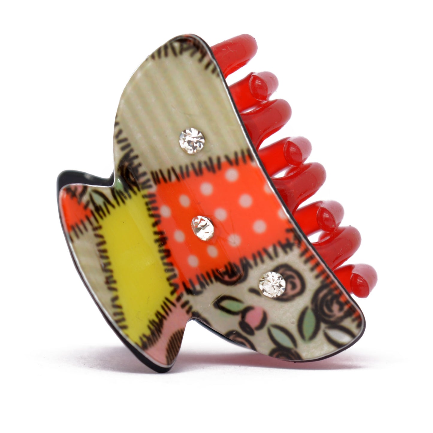 Stone Studded Textured Hair Claw - 076