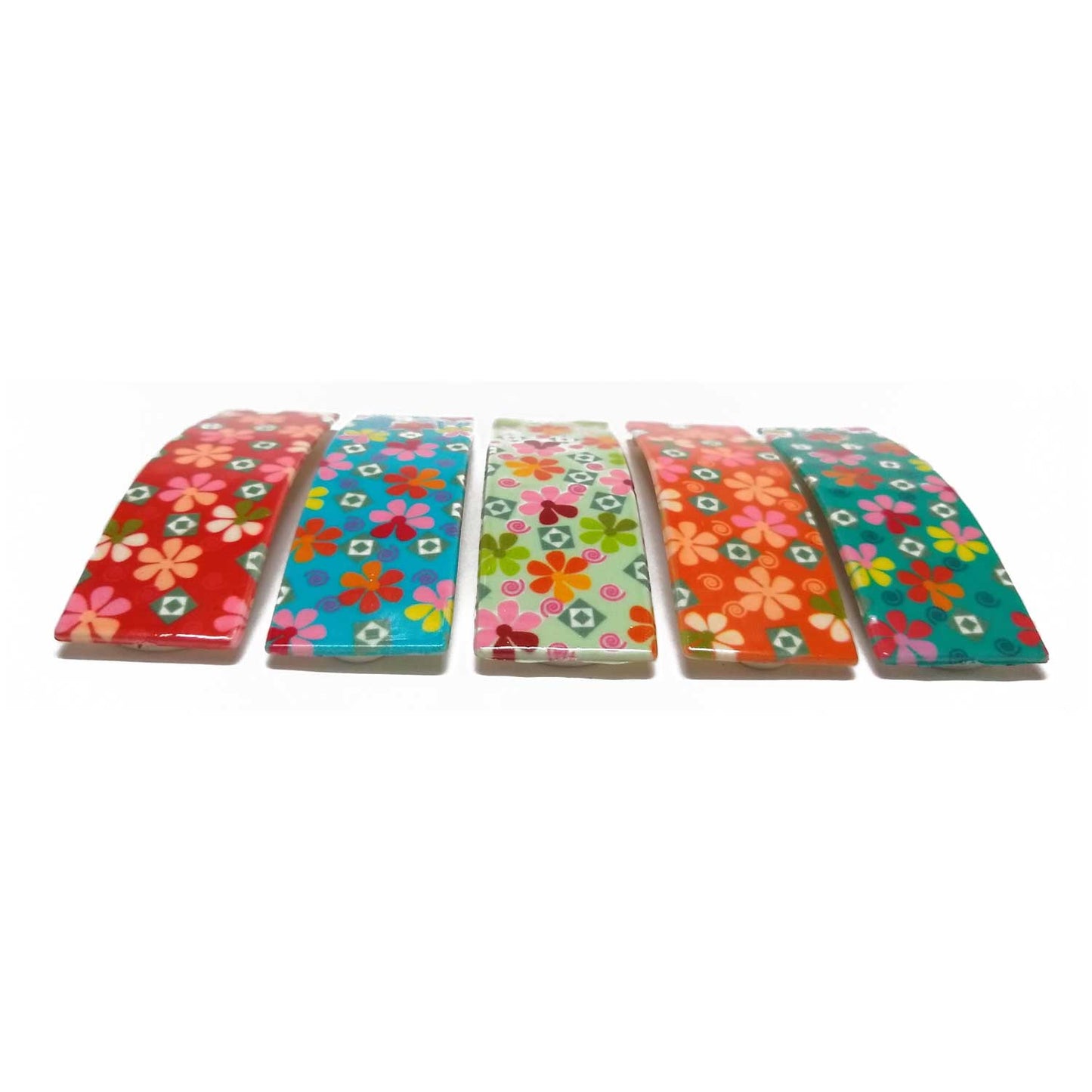 Anokhi Ada Printed Large Tik Tak Hair Clips (Multi-Colour, Pack of 5) - ZD-13-d