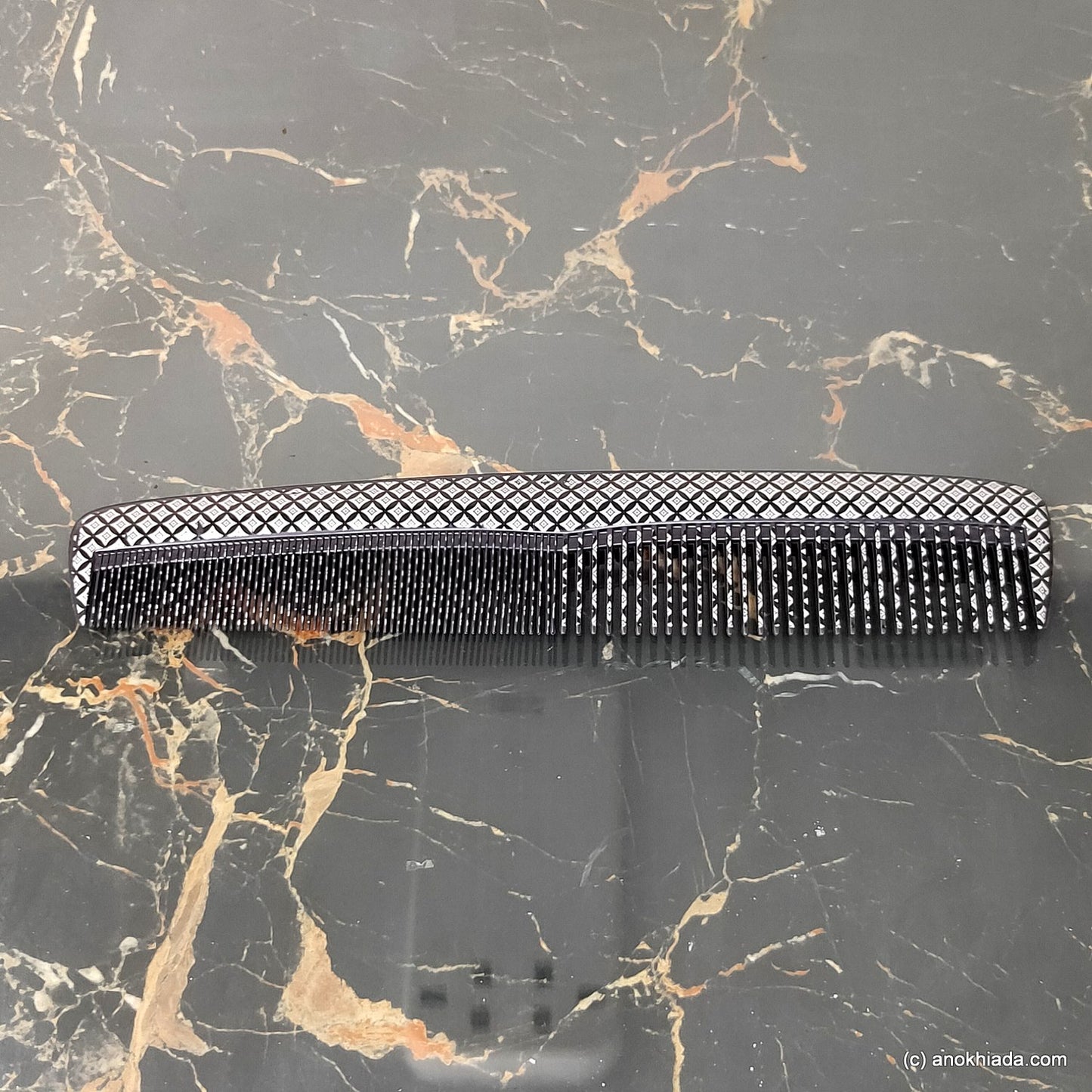 Anokhi Ada Plastic Printed Comb, 9-inch, Black (Comb-030)