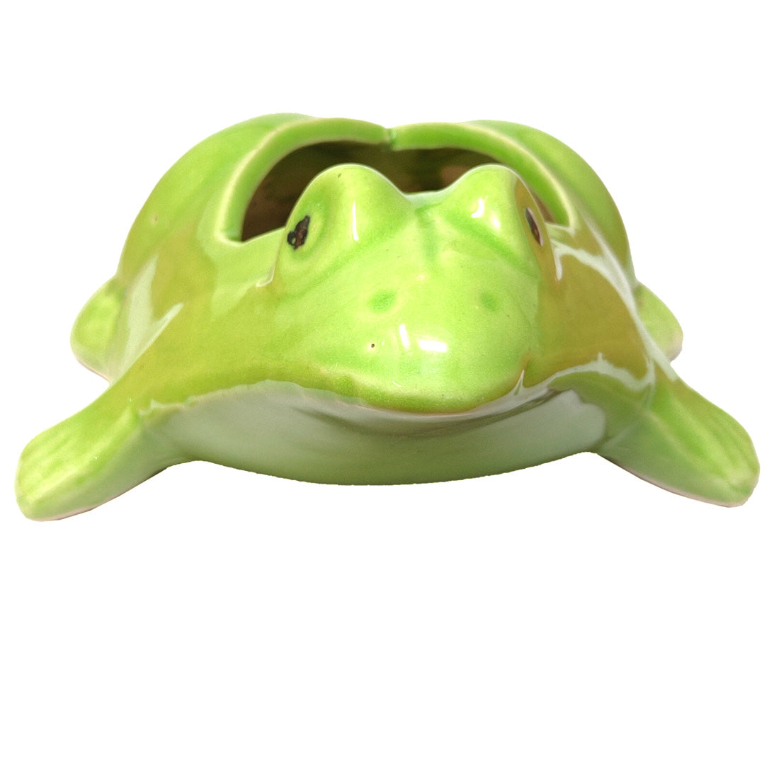 Anokhi Ada Frog Design Ceramic Planters Pots for Home Decoration ( Green, DA-006)