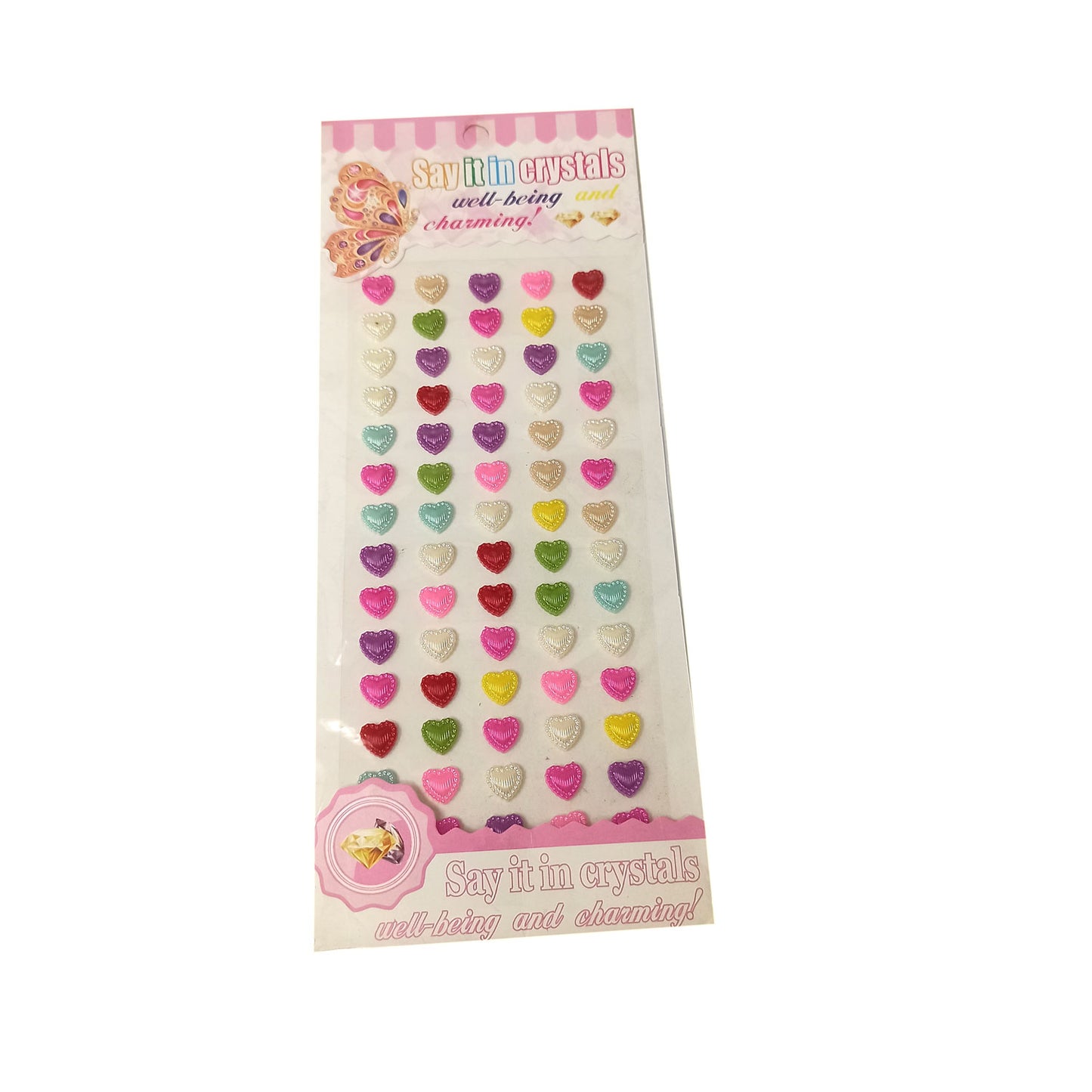 10 mm Half Heart Shaped Beads Sticker (Pack of 1 sheets, DC-17)