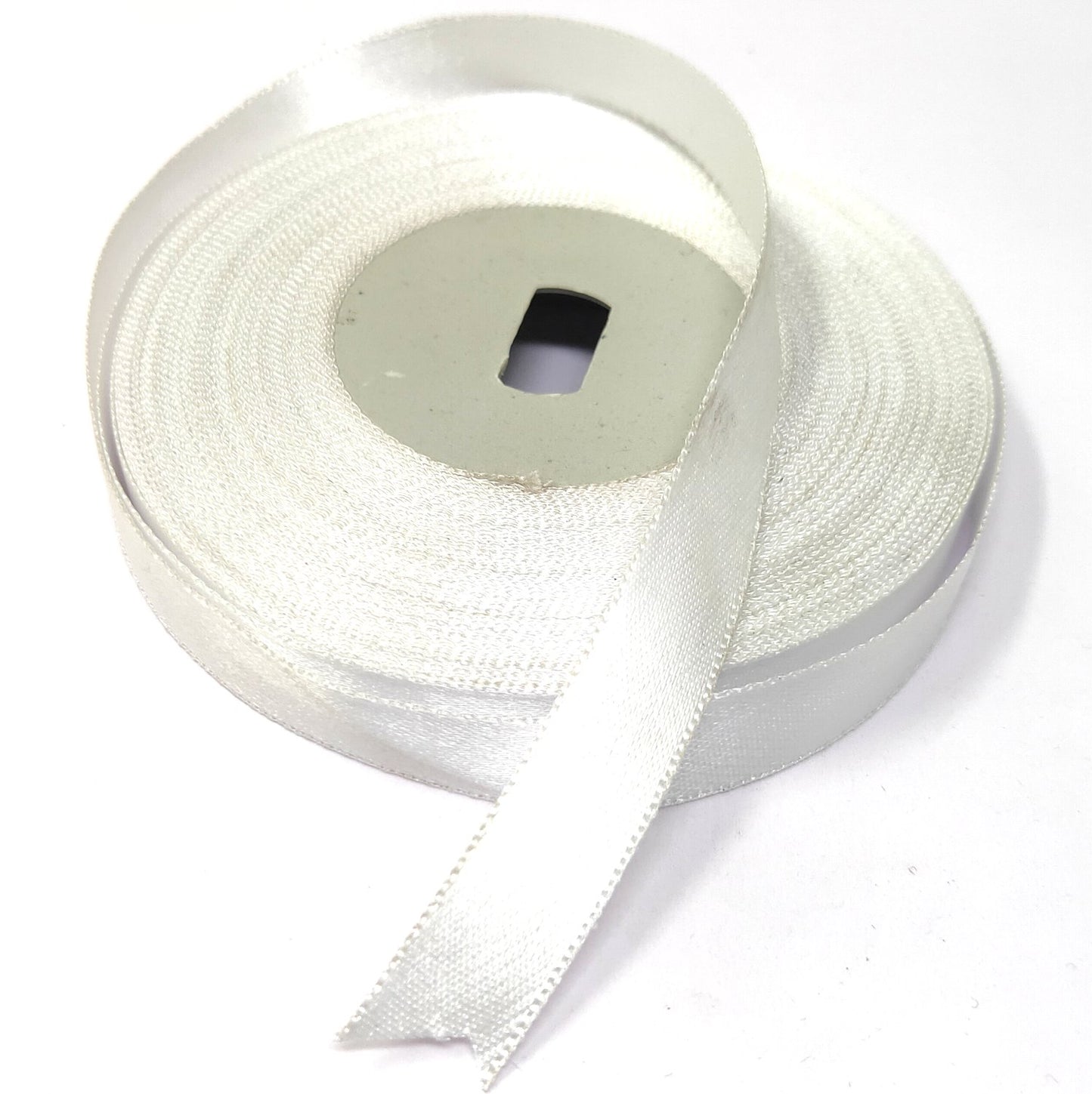 Anokhi Ada 12.5mm (Half inch) White Colour Double Side Satin Ribbon (Ribbon-069)
