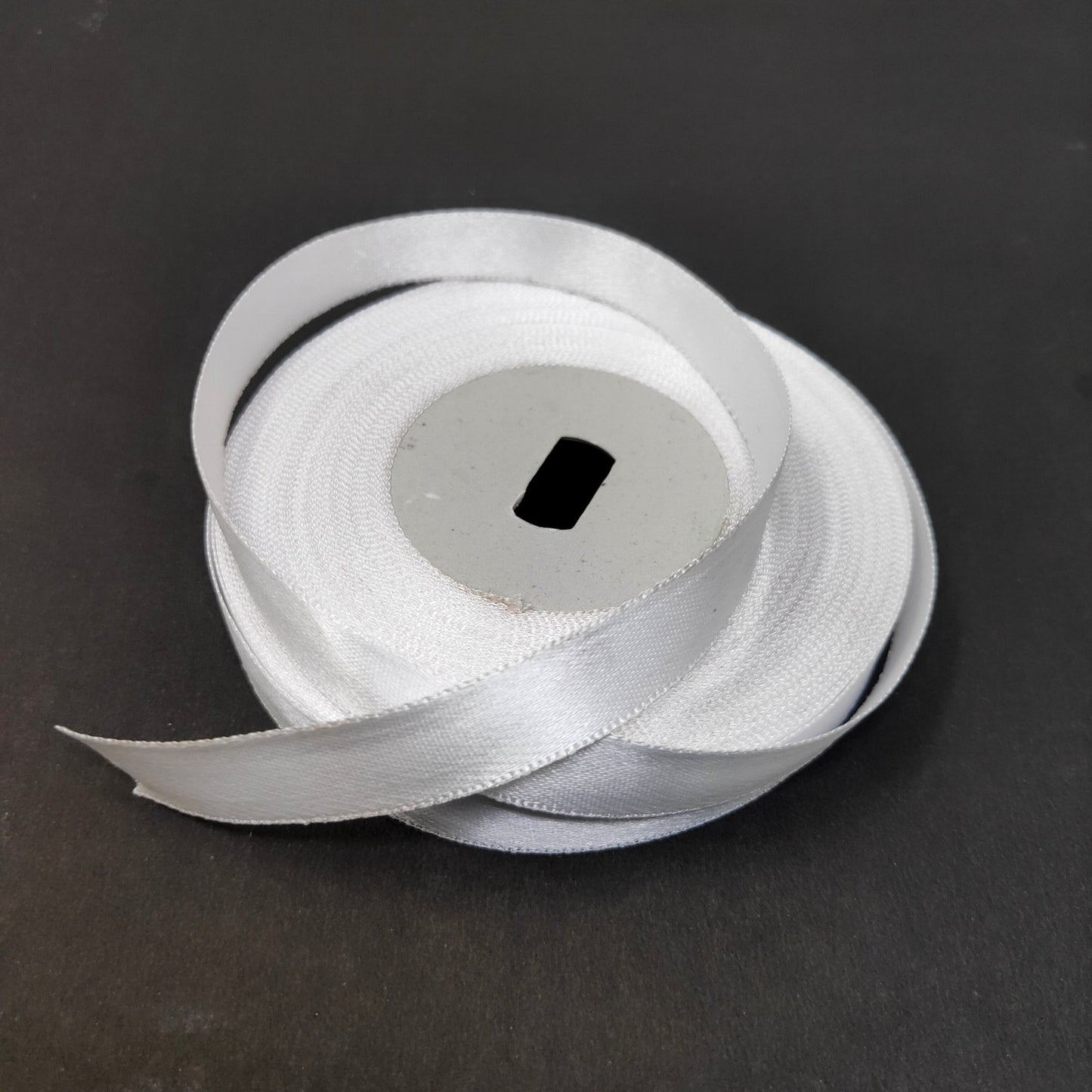 Anokhi Ada 12.5mm (Half inch) White Colour Double Side Satin Ribbon (Ribbon-069)