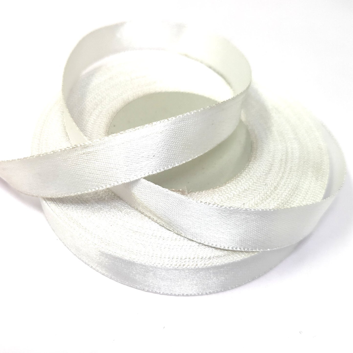 Anokhi Ada 12.5mm (Half inch) White Colour Double Side Satin Ribbon (Ribbon-069)