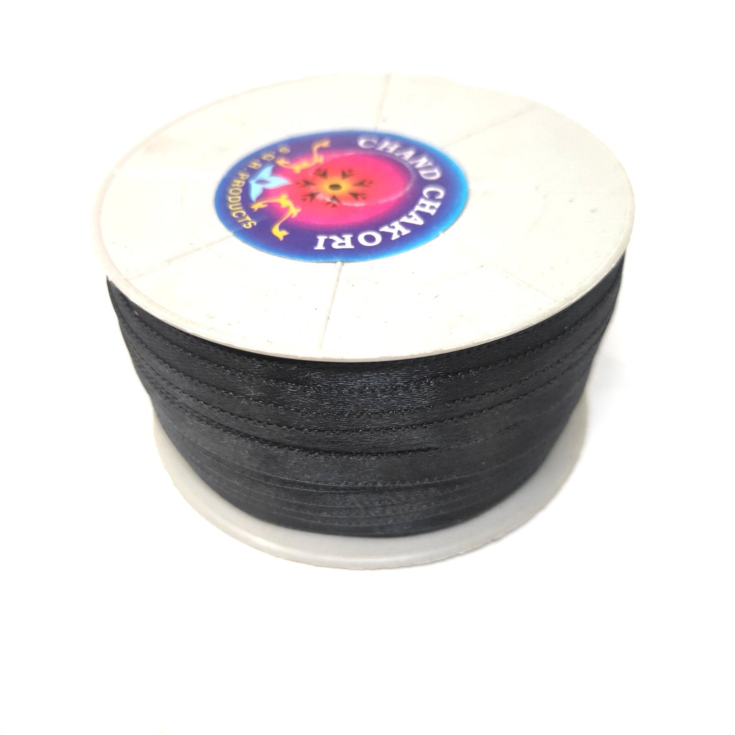 Anokhi Ada 6.5mm (Quarter inch) Black Double Side Satin Ribbon (Ribbon-085)