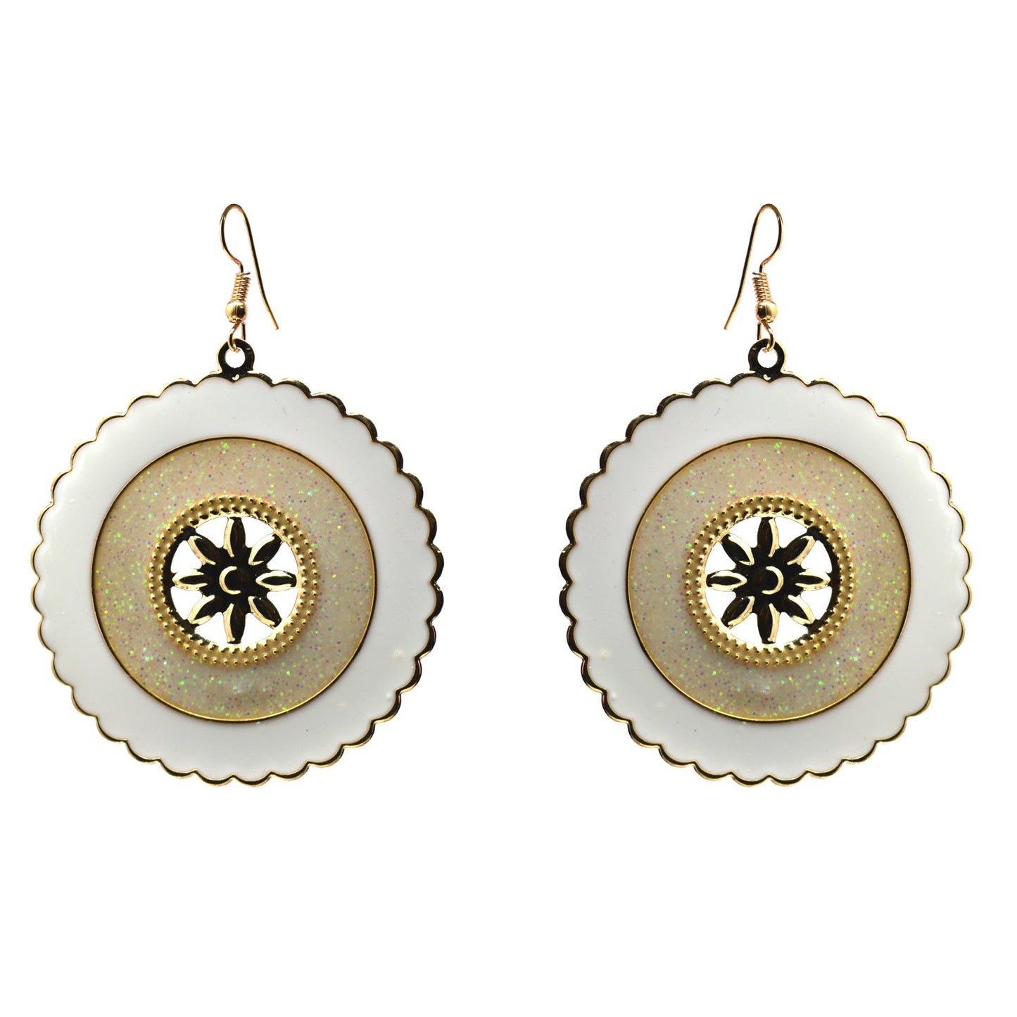 Anokhi ADA Round Dangle & Drop Earring for Girls and Women (One Pair of Earrings, White) -AP-33