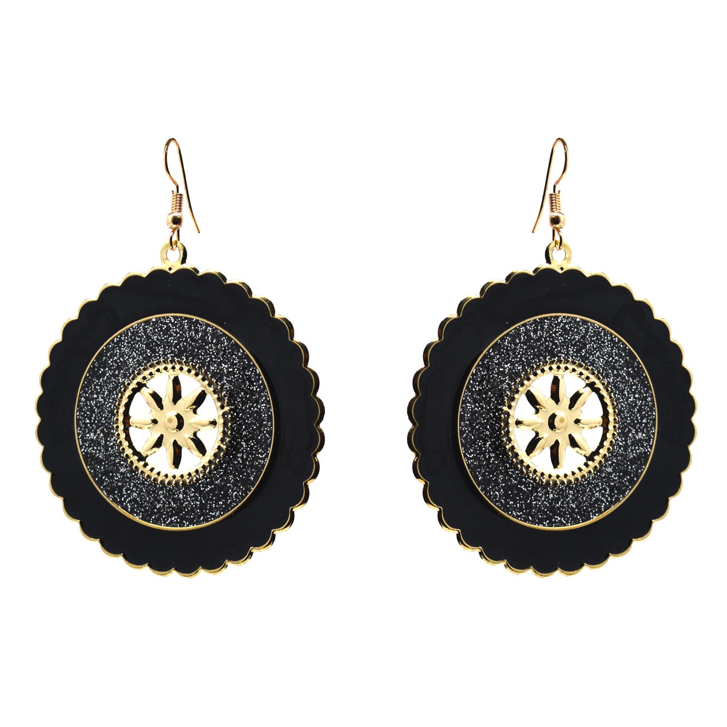 Anokhi ADA Round Dangle & Drop Earring for Girls and Women (One Pair of Earrings, Black) -AP-34