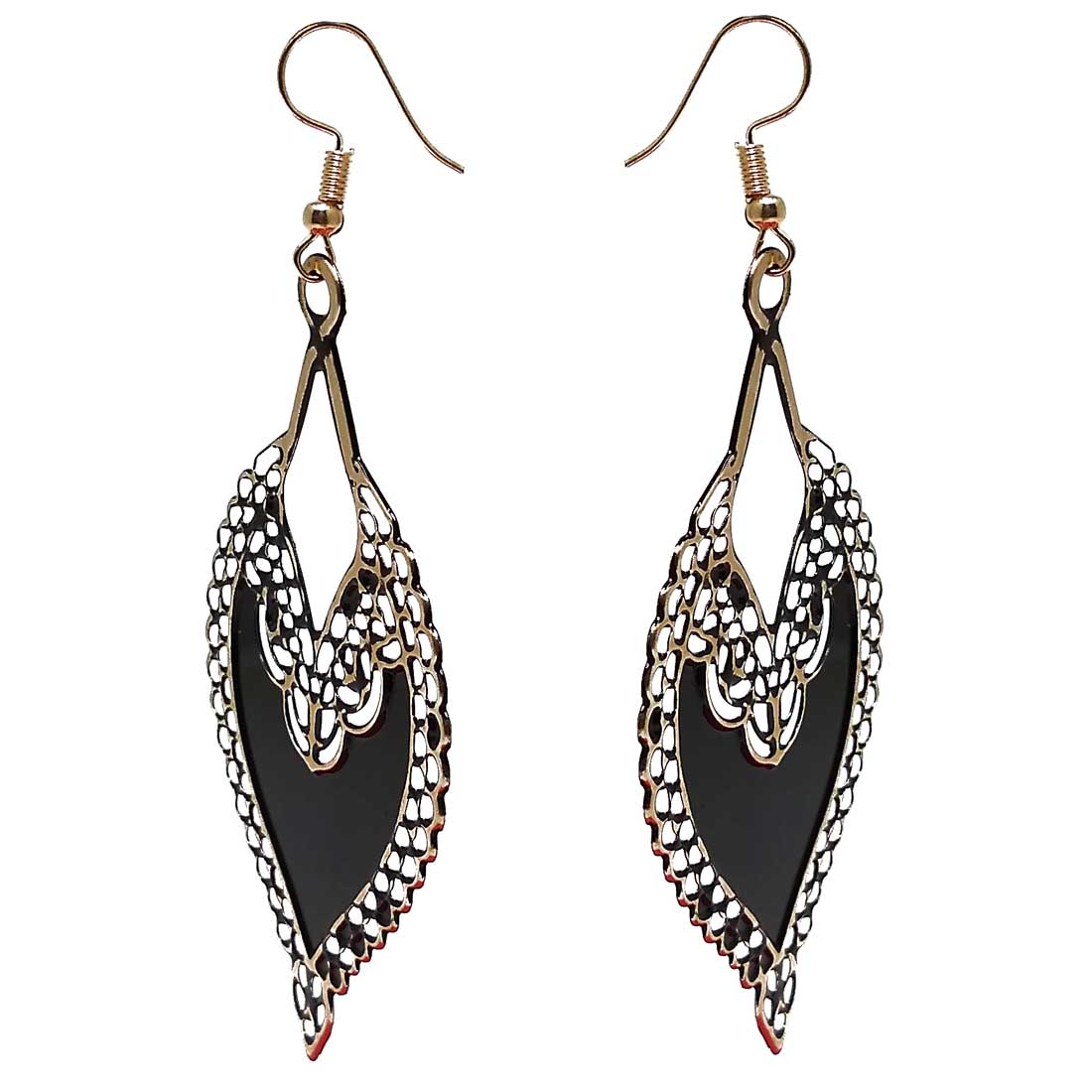 Anokhi ADA Dangle and Drop Earrings for Girls and Women (One Pair of Earrings, Black) -AP-03