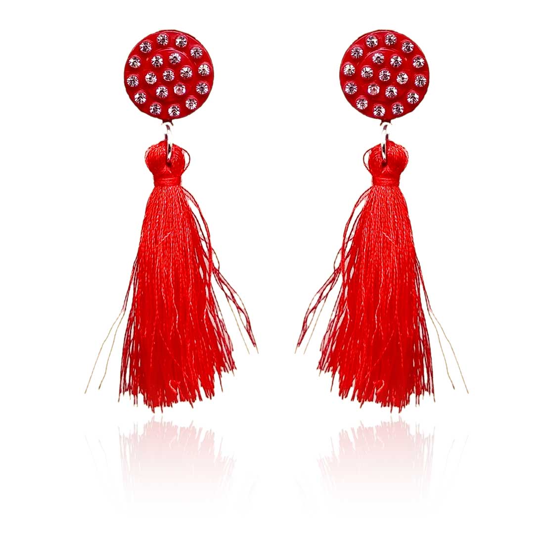 Red Tassel Drop Earrings