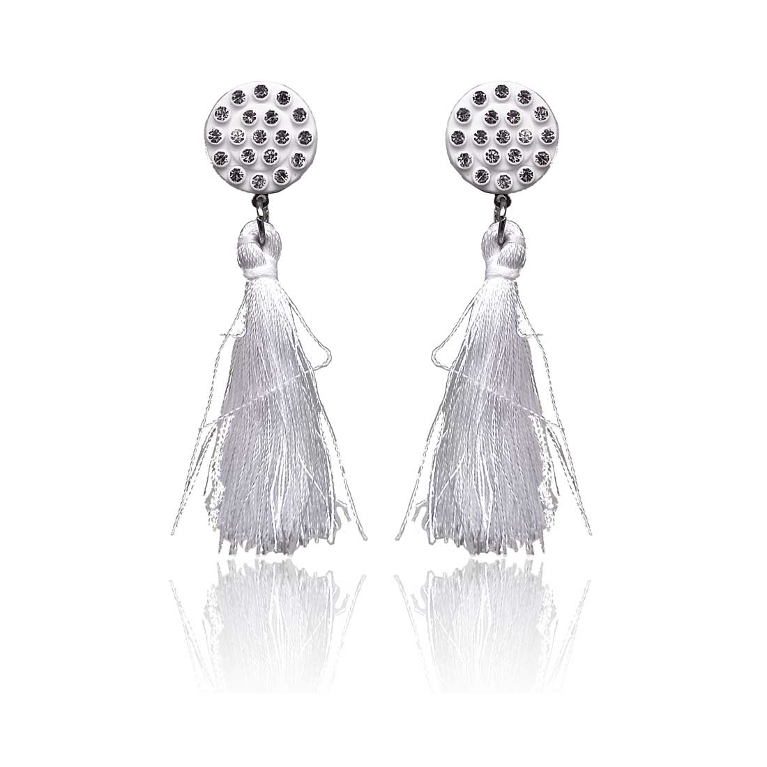 White Tassel Drop Earrings