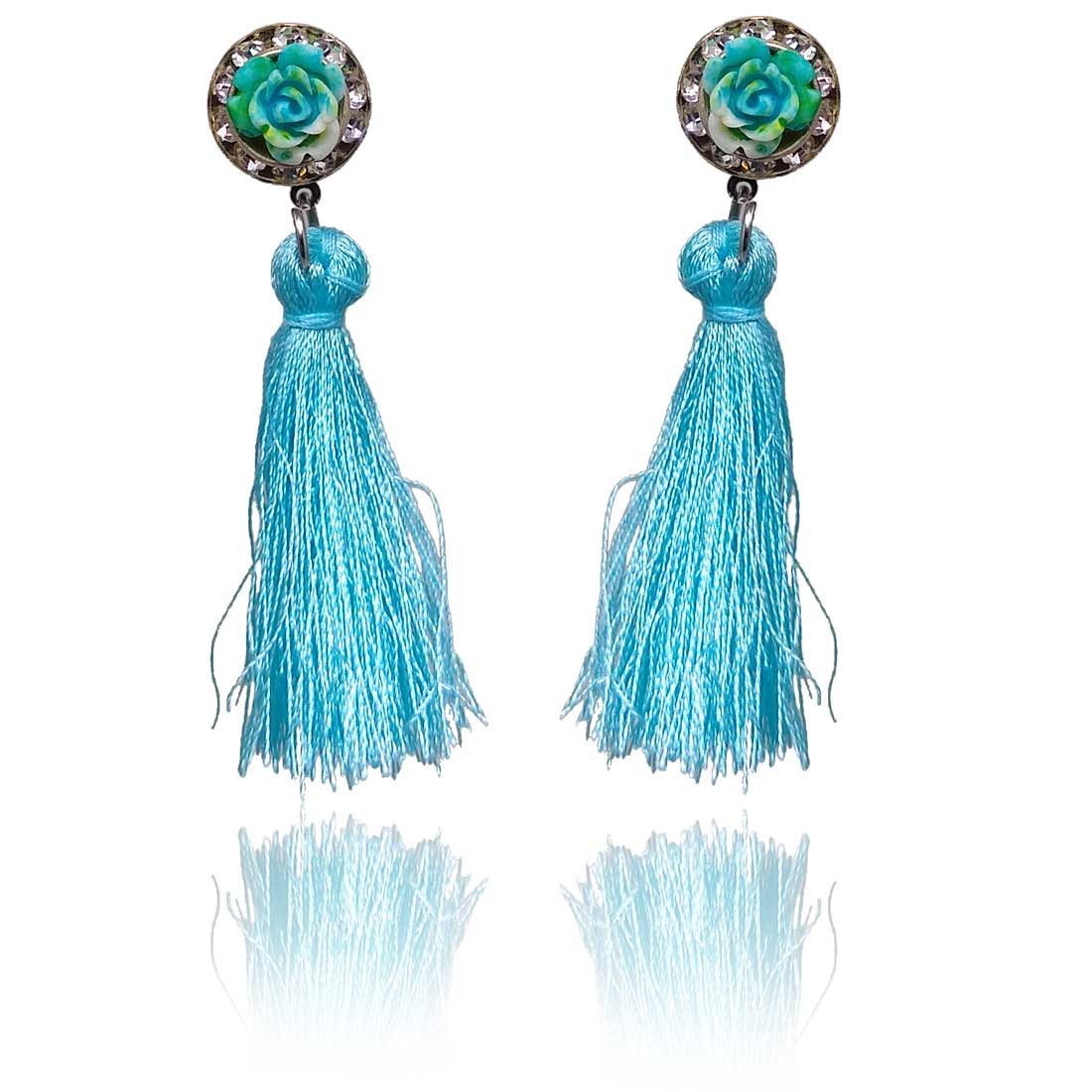Tassel Drop Earrings for Girls and Women (Cyan) - AP-12