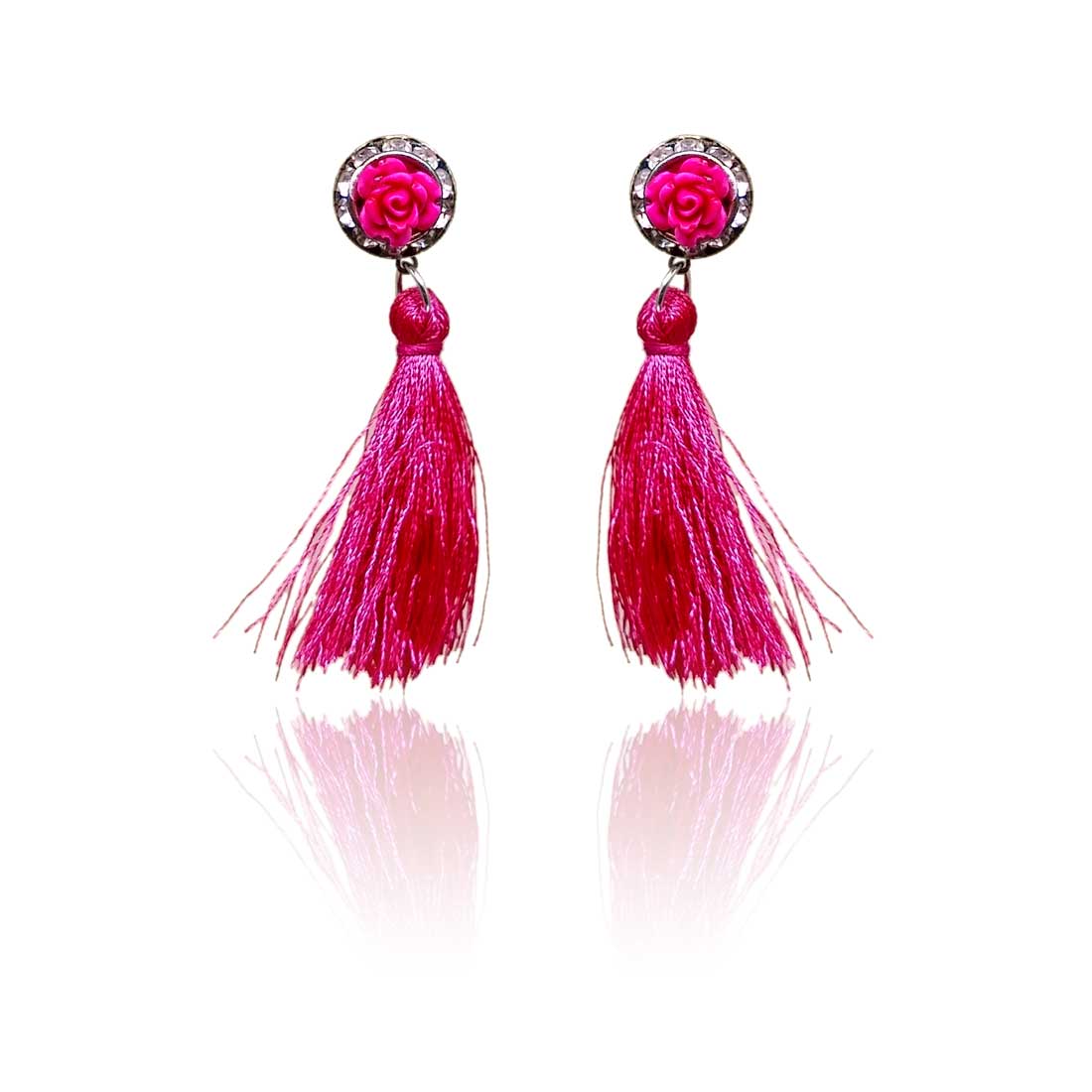 Maroon Tassel Earrings