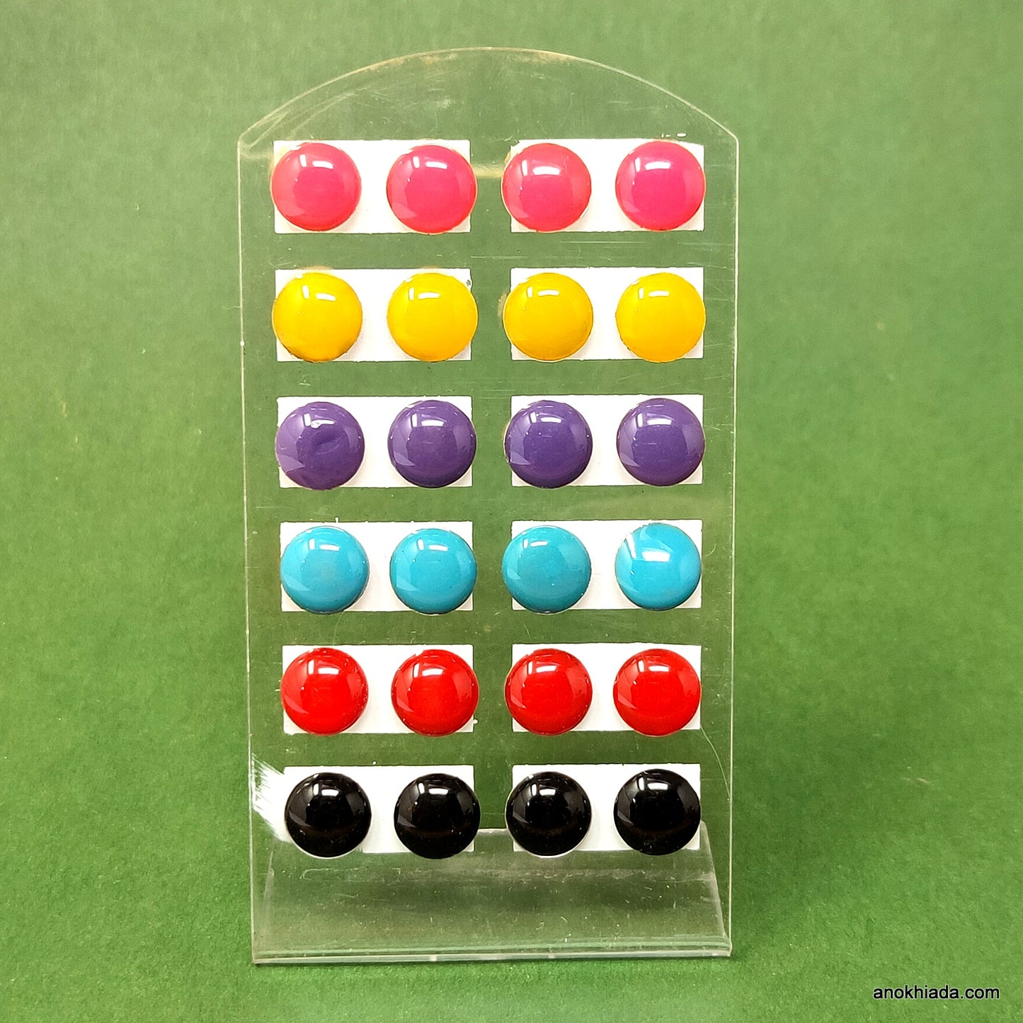 Anokhi Ada Round Stud Earrings for Girls and Women (Multi-Colour, Pack of 12 Pairs)-AQ-01
