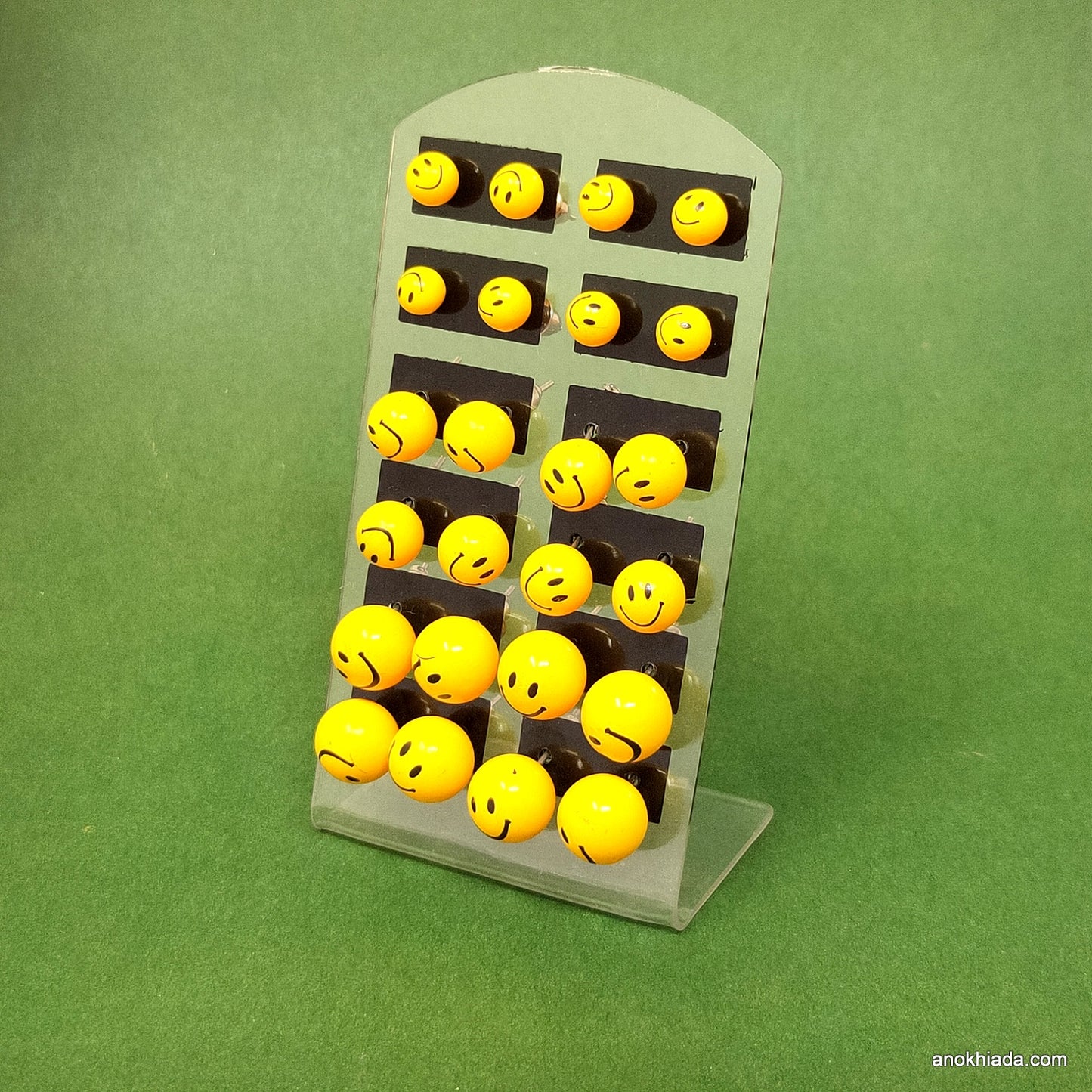 Anokhi Ada Round Smiley in Various Sizes Stud Earrings for Girls and Women (Multi-Colour, Pack of 12 Pairs)-AQ-09