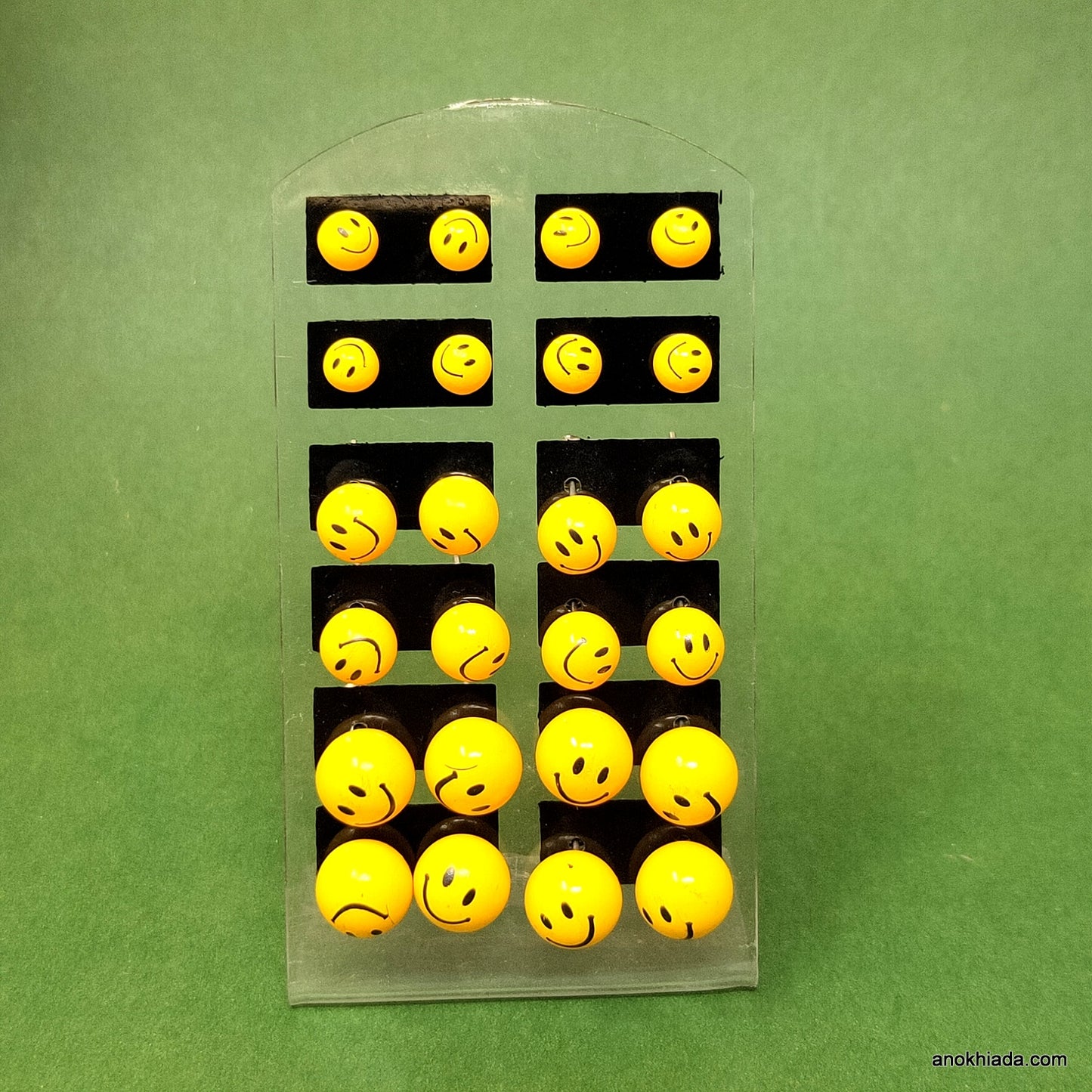 Anokhi Ada Round Smiley in Various Sizes Stud Earrings for Girls and Women (Multi-Colour, Pack of 12 Pairs)-AQ-09