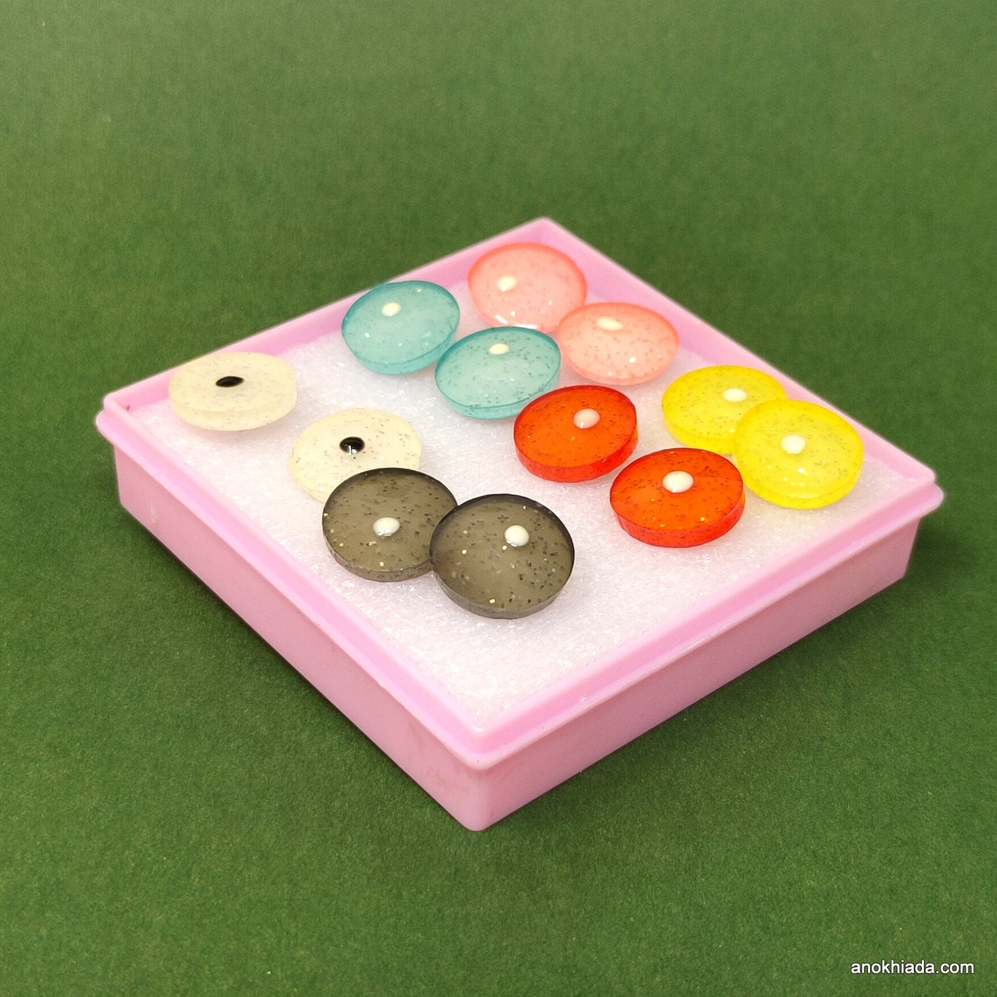 Anokhi Ada Round Stud Earrings for Girls and Women (Multi-Colour, Pack of 6 Pairs)-AR-03