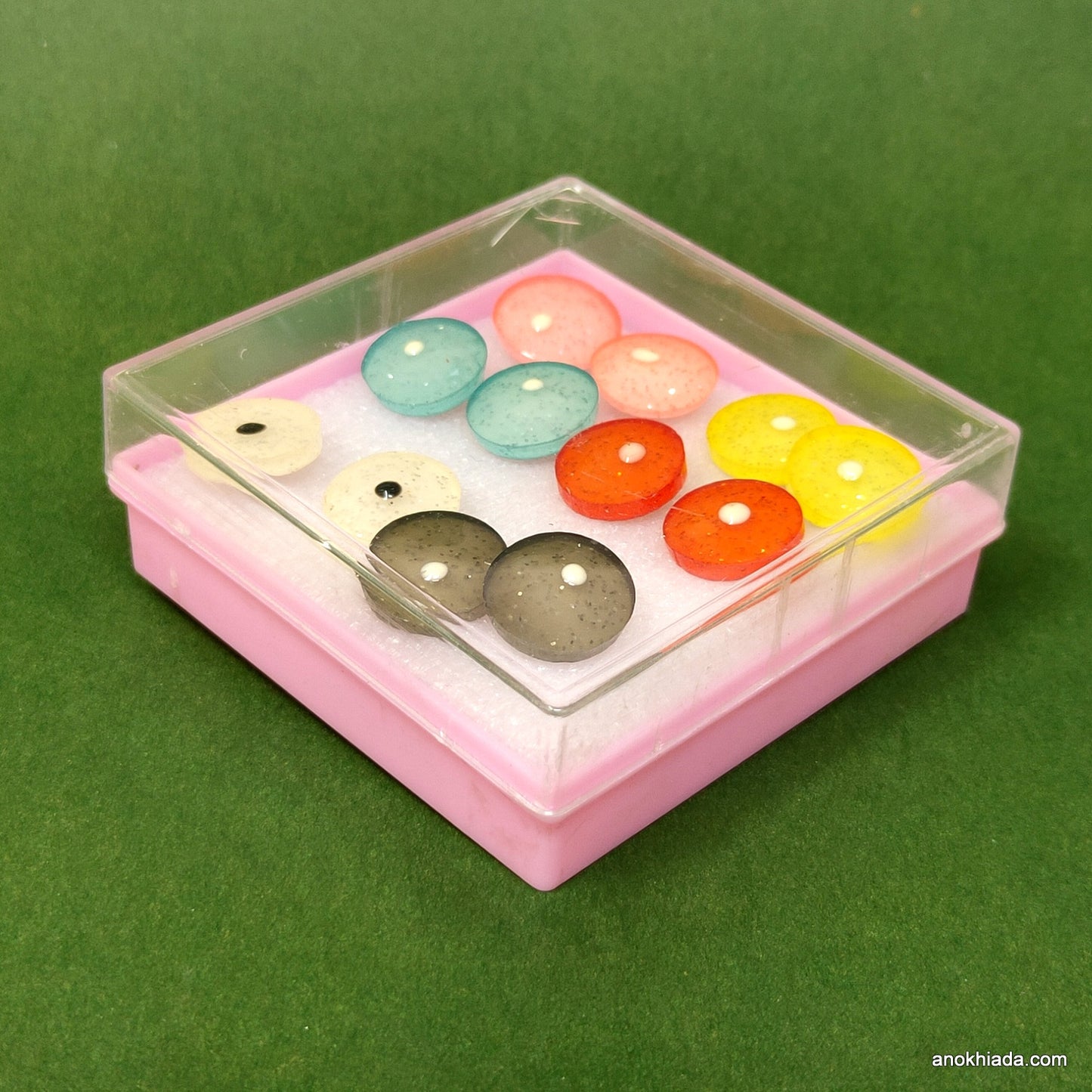 Anokhi Ada Round Stud Earrings for Girls and Women (Multi-Colour, Pack of 6 Pairs)-AR-03