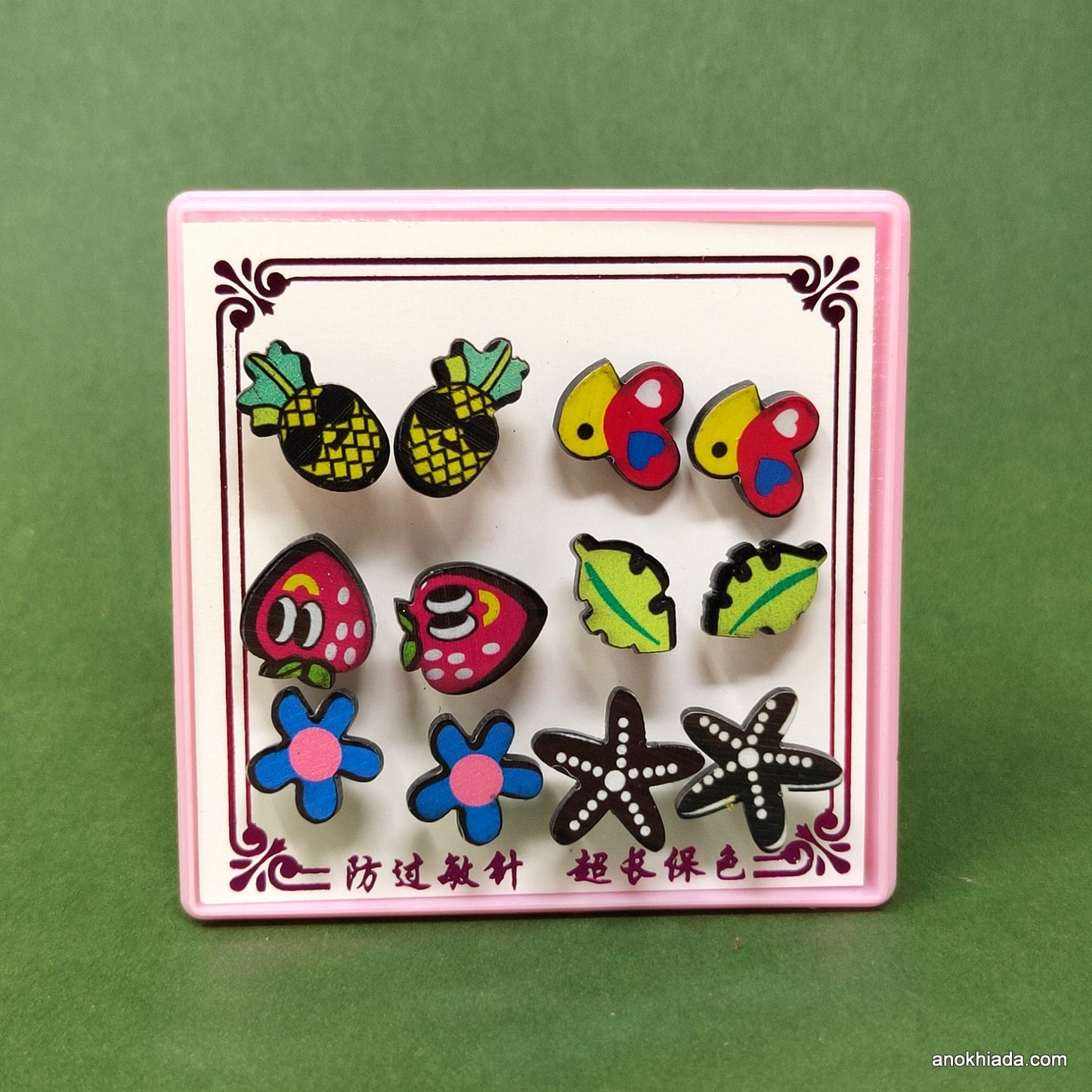 Anokhi Ada Multi-Design Stud Earrings for Girls and Women (Multi-Colour, Pack of 6 Pairs)-AR-04