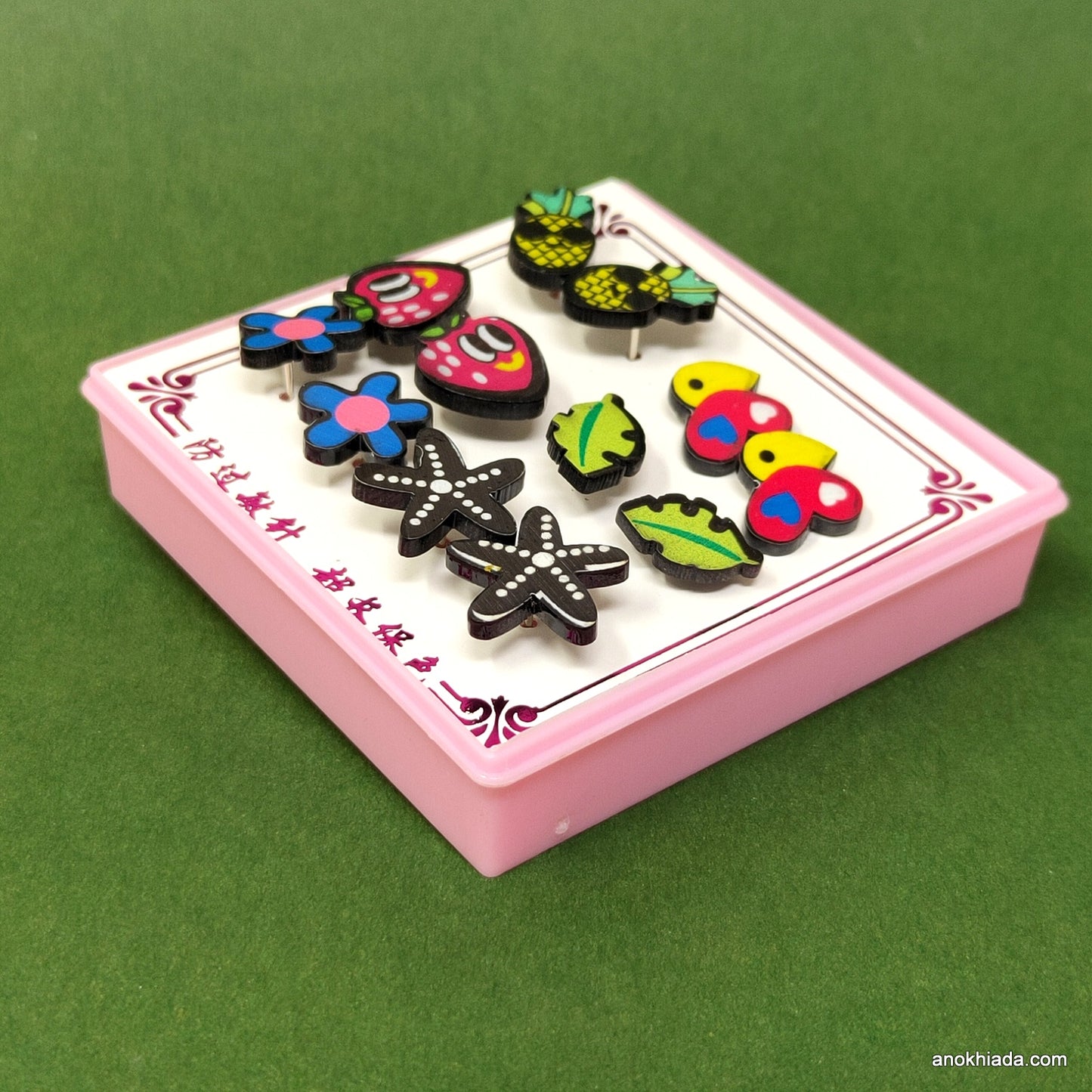 Anokhi Ada Multi-Design Stud Earrings for Girls and Women (Multi-Colour, Pack of 6 Pairs)-AR-04