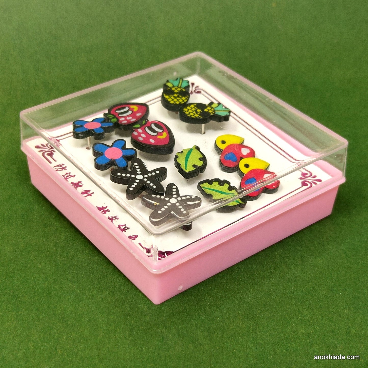 Anokhi Ada Multi-Design Stud Earrings for Girls and Women (Multi-Colour, Pack of 6 Pairs)-AR-04