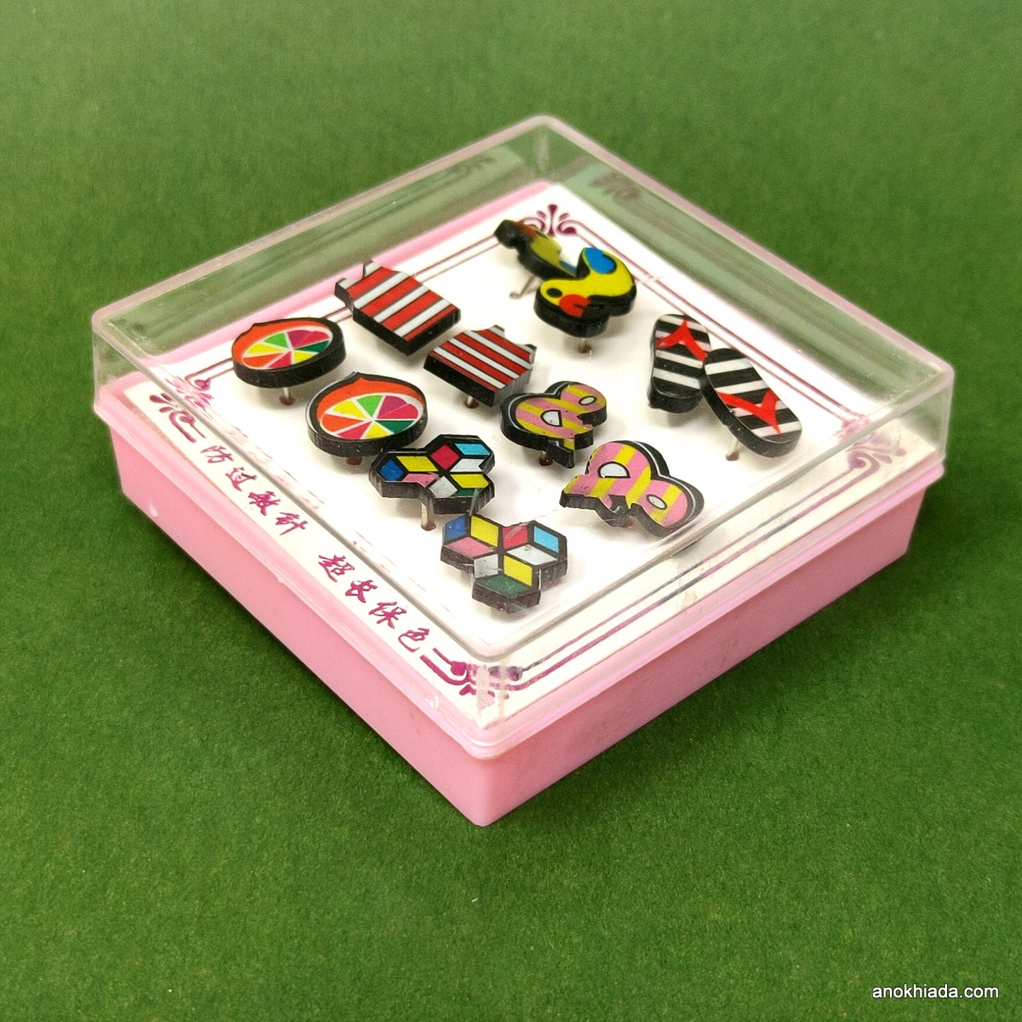 Anokhi Ada Multi-Design Stud Earrings for Girls and Women (Multi-Colour, Pack of 6 Pairs)-AR-06