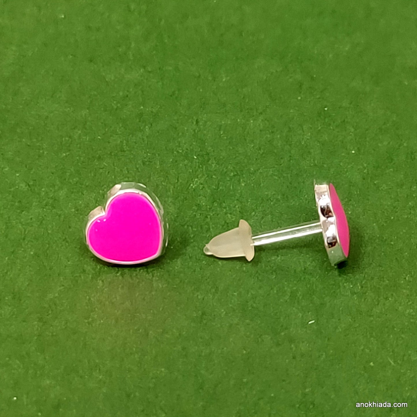 Anokhi Ada Heart Shaped Plastic Stud Earrings for Girls and Women (Multi-Colour, Pack of 8 Pairs)-AR-08-a
