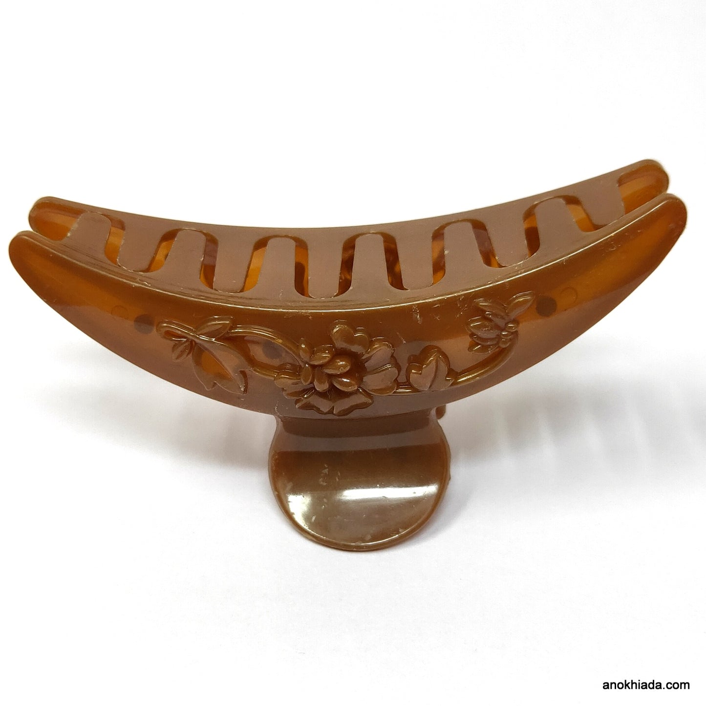 Anokhi Ada Floral Large Hair Clutcher for Girls and Women (Light Brown, BA-52)