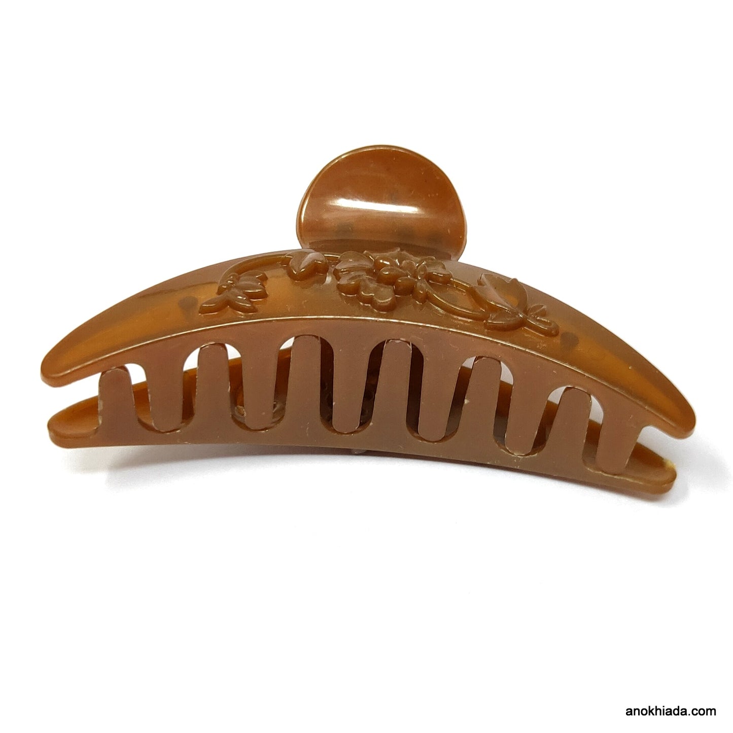 Anokhi Ada Floral Large Hair Clutcher for Girls and Women (Light Brown, BA-52)