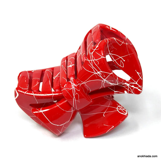 Anokhi Ada Large Bow Hair Clutcher for Girls and Women (Red, BA-65)