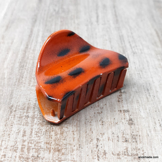 Tiger Print Plastic Orange Hair Clutcher / Hair Claw for Girls and Women (98-09D Clutcher)
