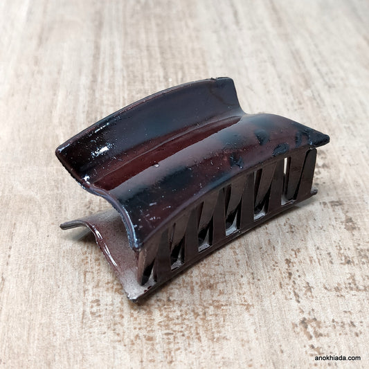 Tiger Print Rectangular Plastic Brown Hair Clutcher / Hair Claw for Girls and Women (98-10B Clutcher)