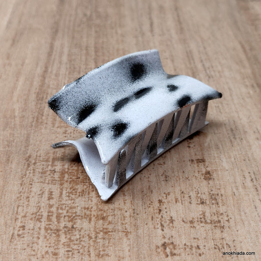 Tiger Print Rectangular Plastic White Hair Clutcher / Hair Claw for Girls and Women (98-10D Clutcher)