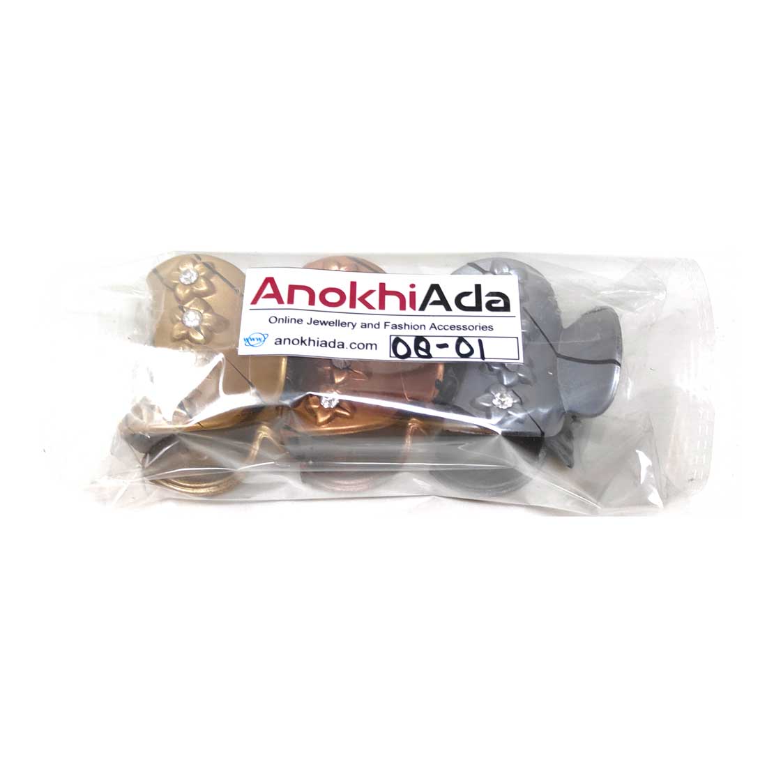 Anokhi Ada Plastic Hair Clutchers/Hair Claw Clips for Girls and Women (Multi-Colour, Pack of 3) - 08-01C