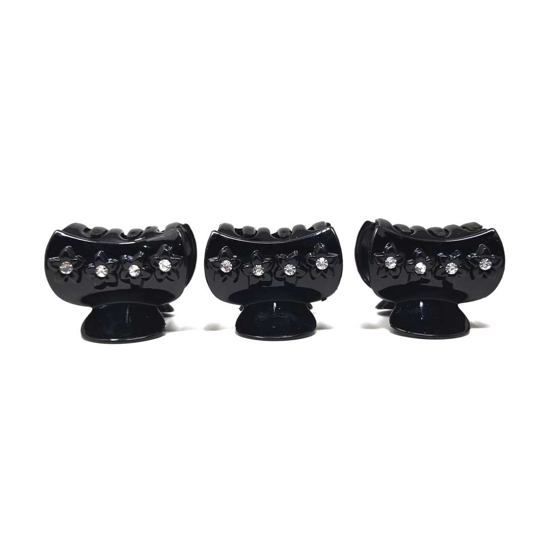 Anokhi Ada Plastic Hair Clutchers/Hair Claw Clips for Girls and Women (Black, Pack of 3) - 08-02C