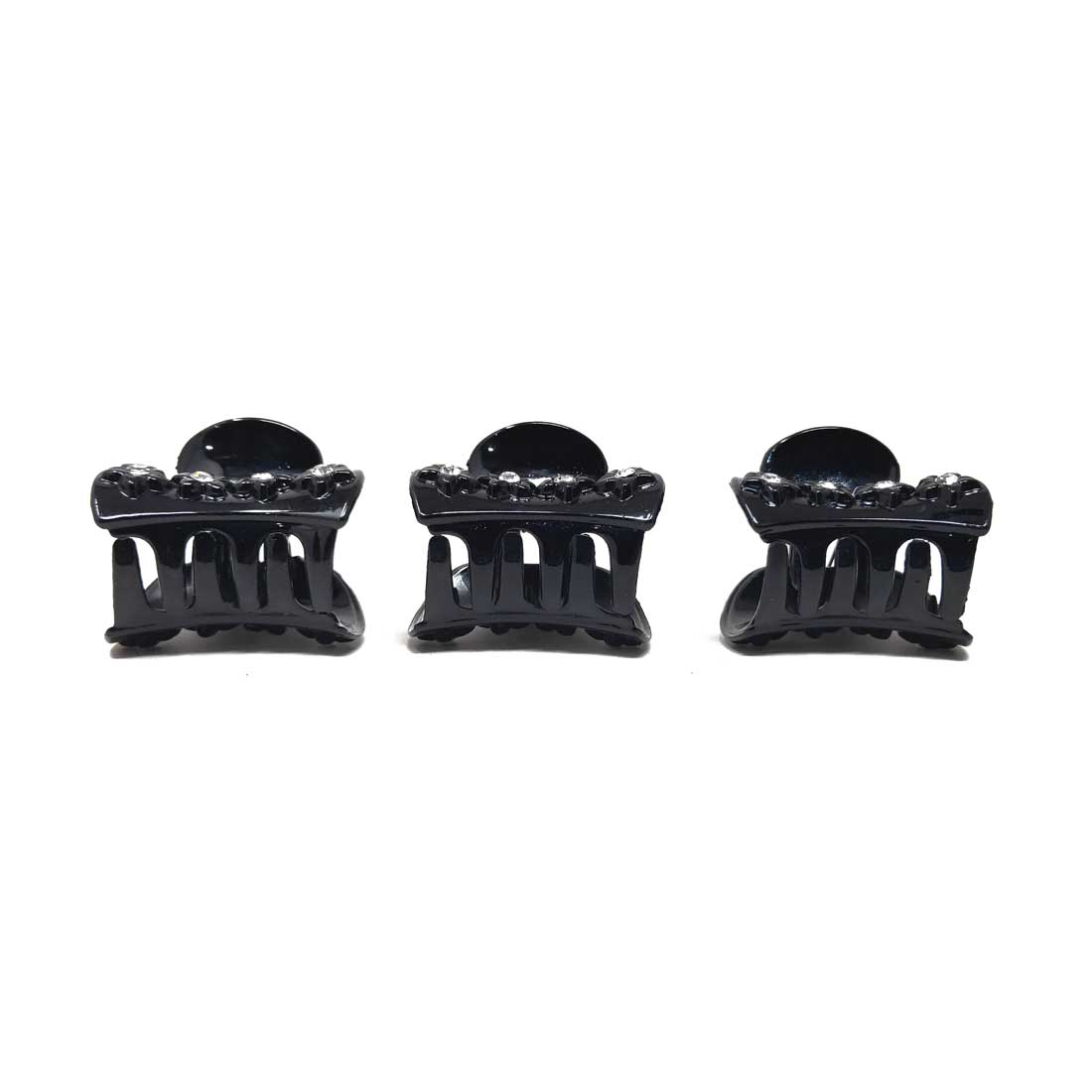 Anokhi Ada Plastic Hair Clutchers/Hair Claw Clips for Girls and Women (Black, Pack of 3) - 08-02C