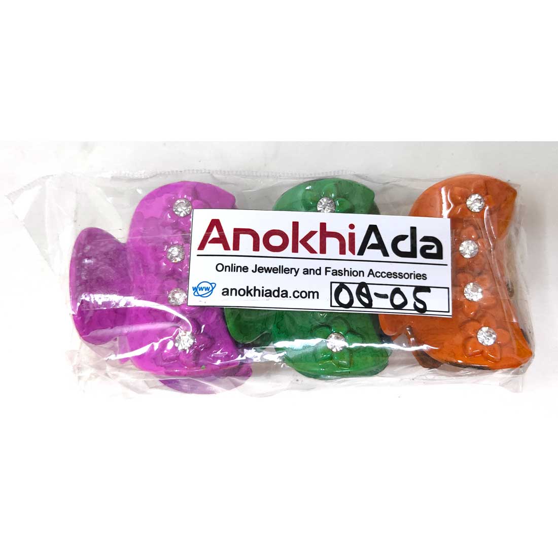Anokhi Ada Plastic Hair Clutchers/Hair Claw Clips for Girls and Women (Assorted Colour, Pack of 3) - 08-05C