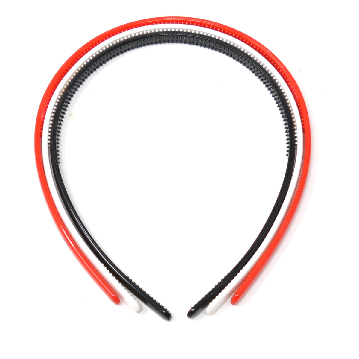 Set of Red, Black and White Premium Sleek Plastic Hairbands for Girls and Women (008)